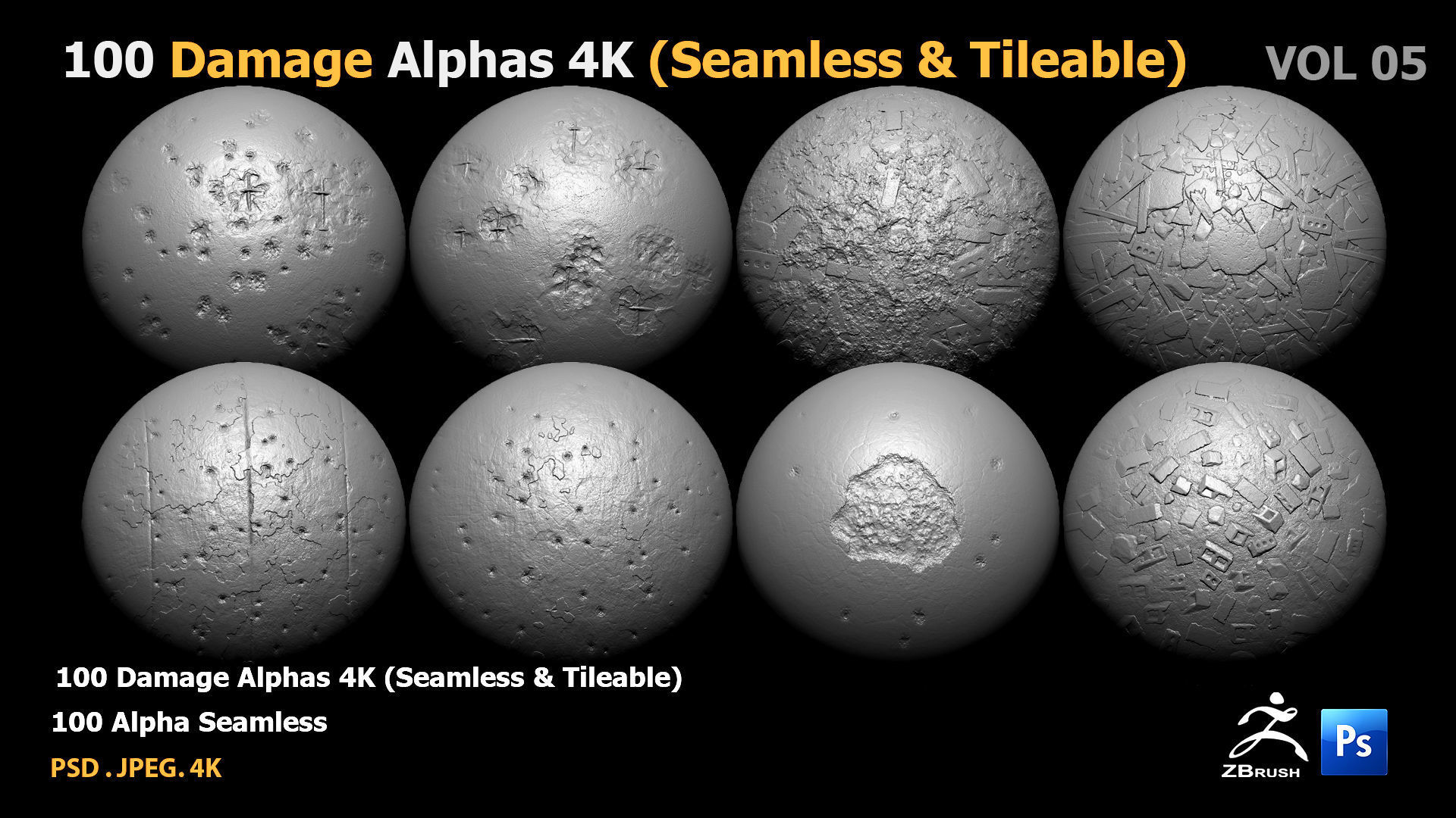 100 Damage Alphas Seamless - Tileable 3D model 3D model_10