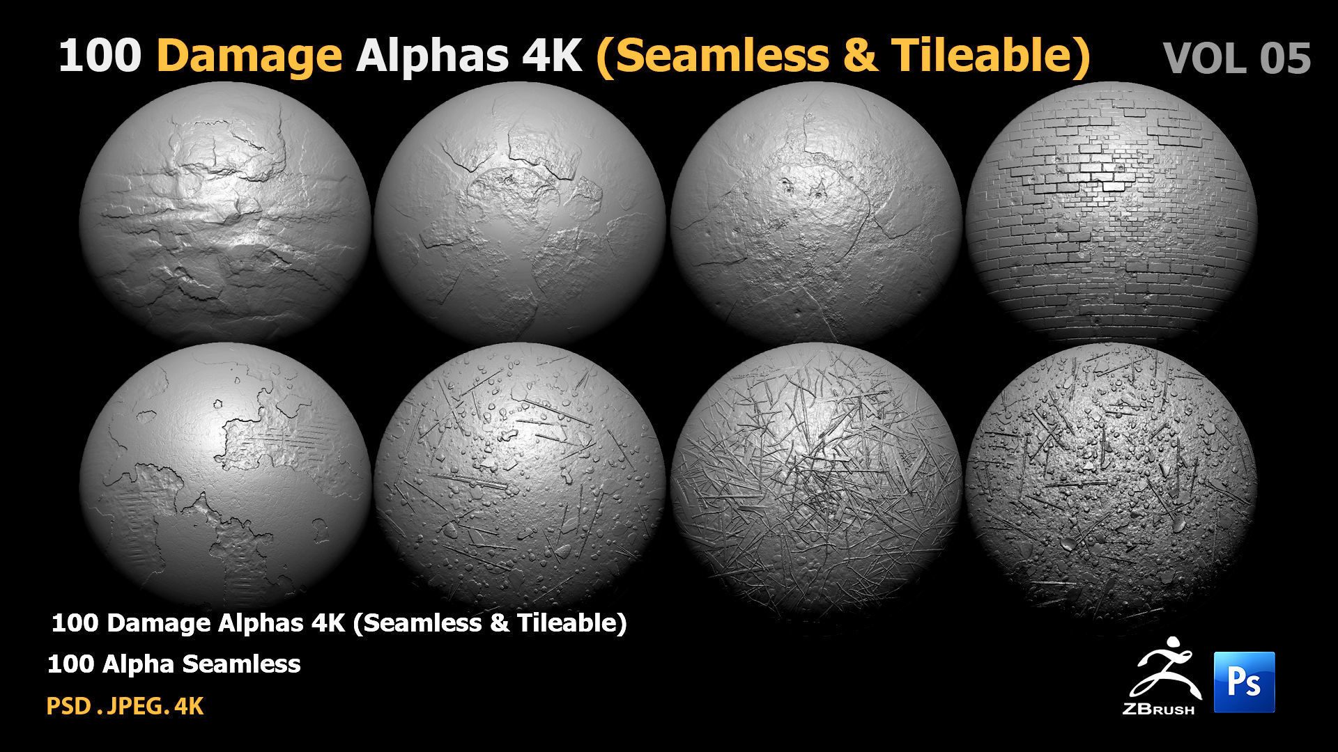 100 Damage Alphas Seamless - Tileable 3D model 3D model_16