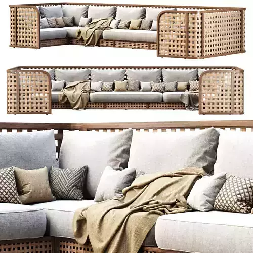Sofia Large Rattan Restaurant Sofa 
