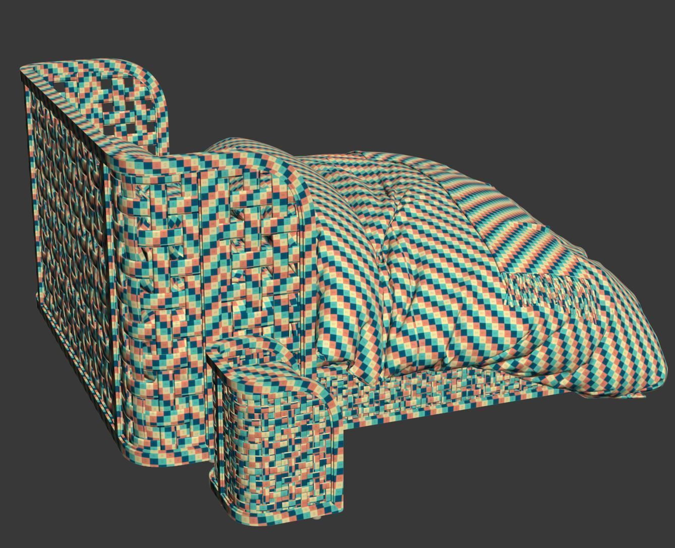 Sofia Rattan Double bed  3D model_8