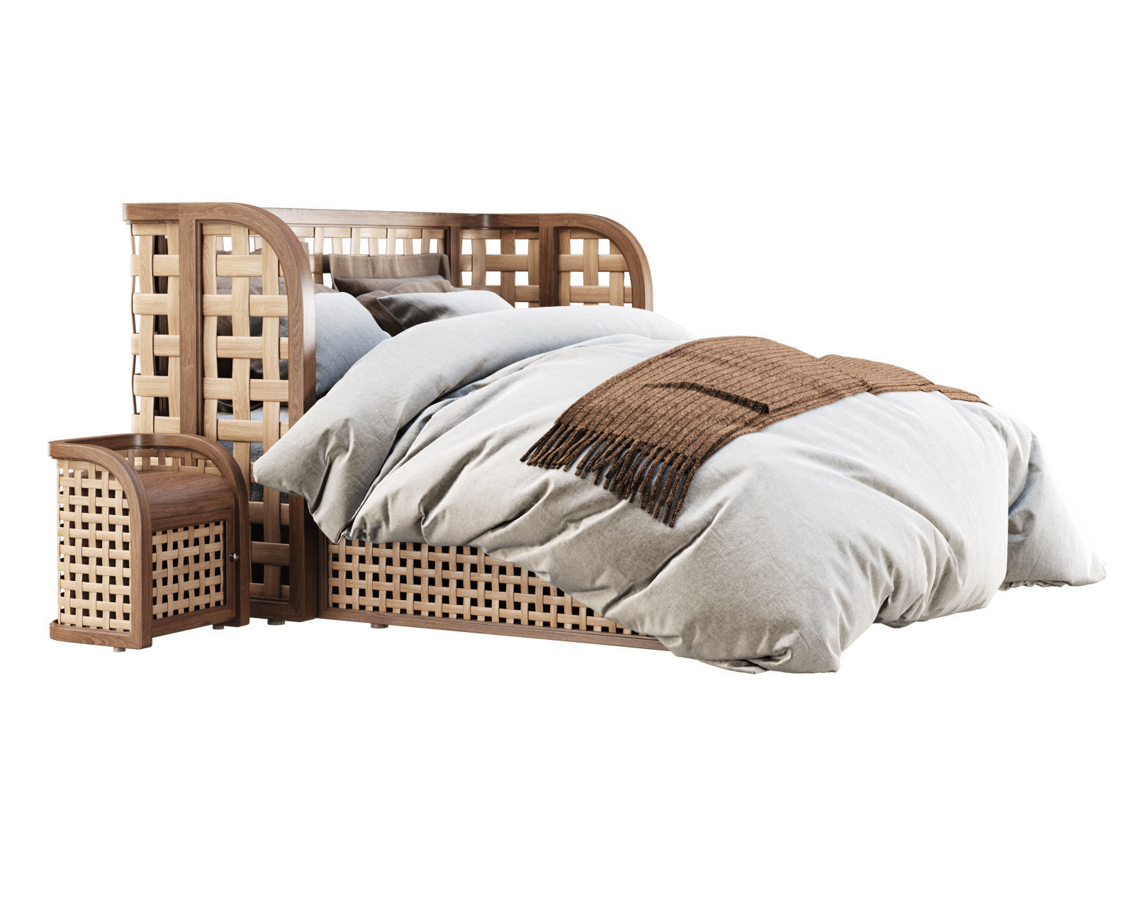 Sofia Rattan Double bed  3D model_4