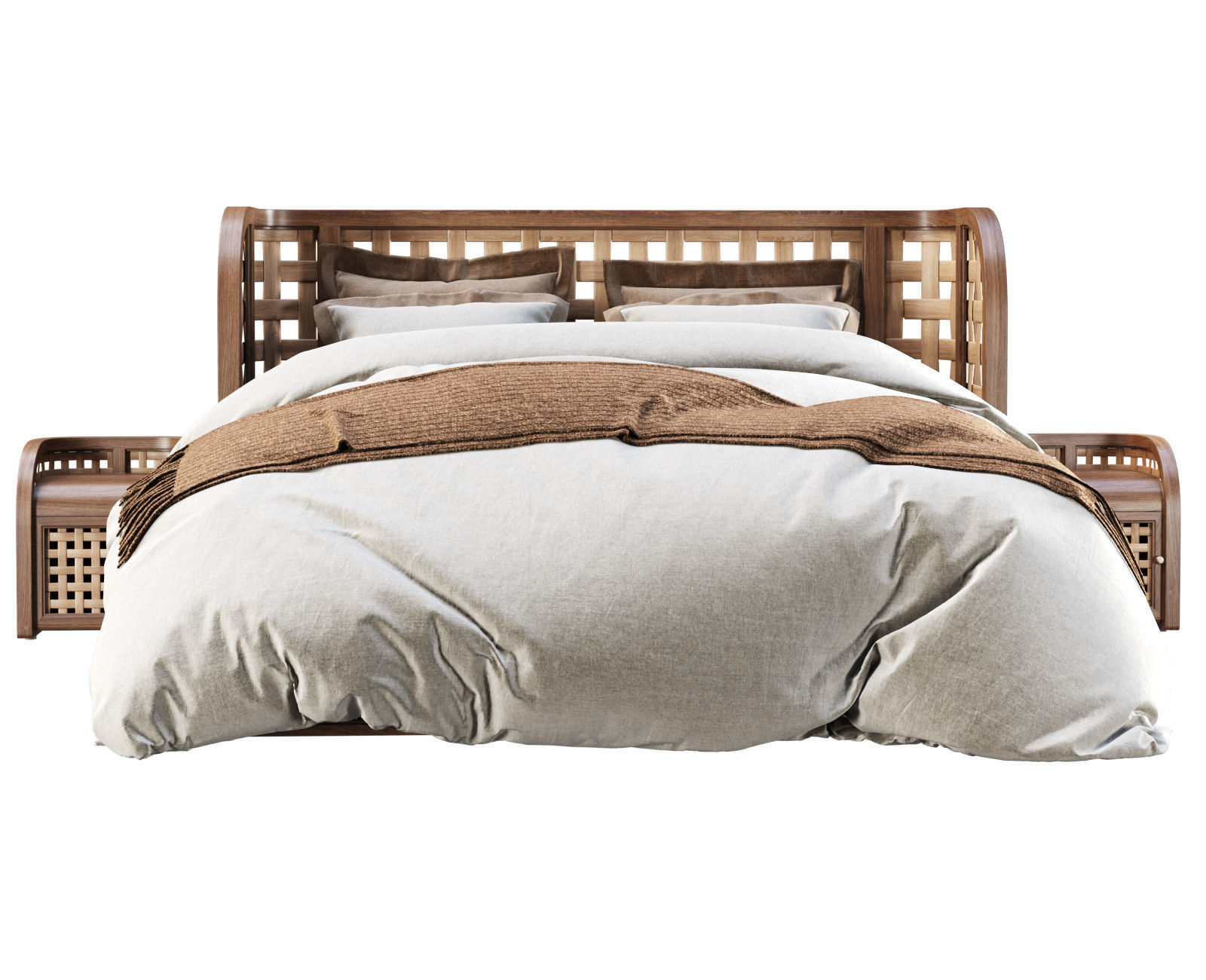 Sofia Rattan Double bed  3D model_2