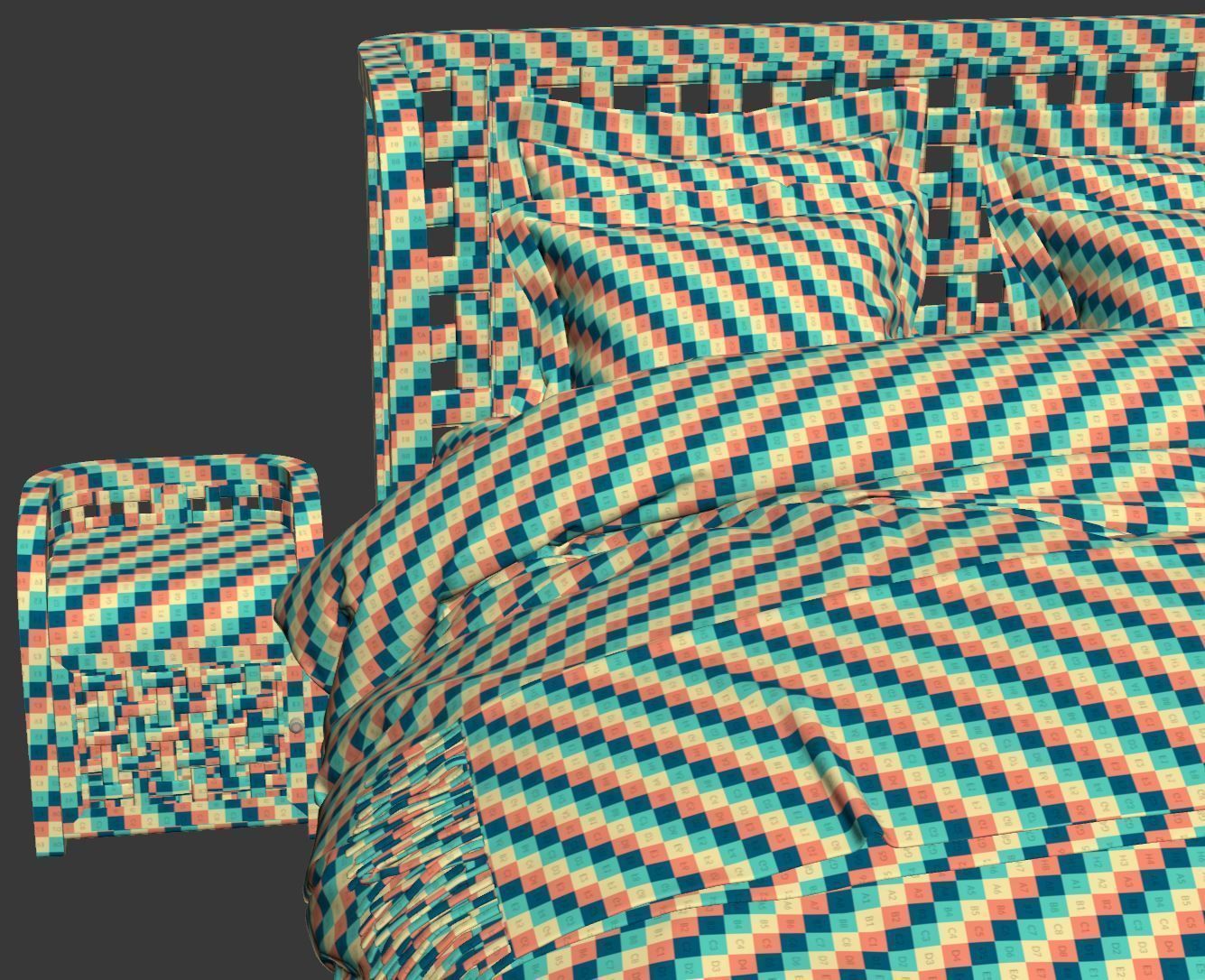 Sofia Rattan Double bed  3D model_7
