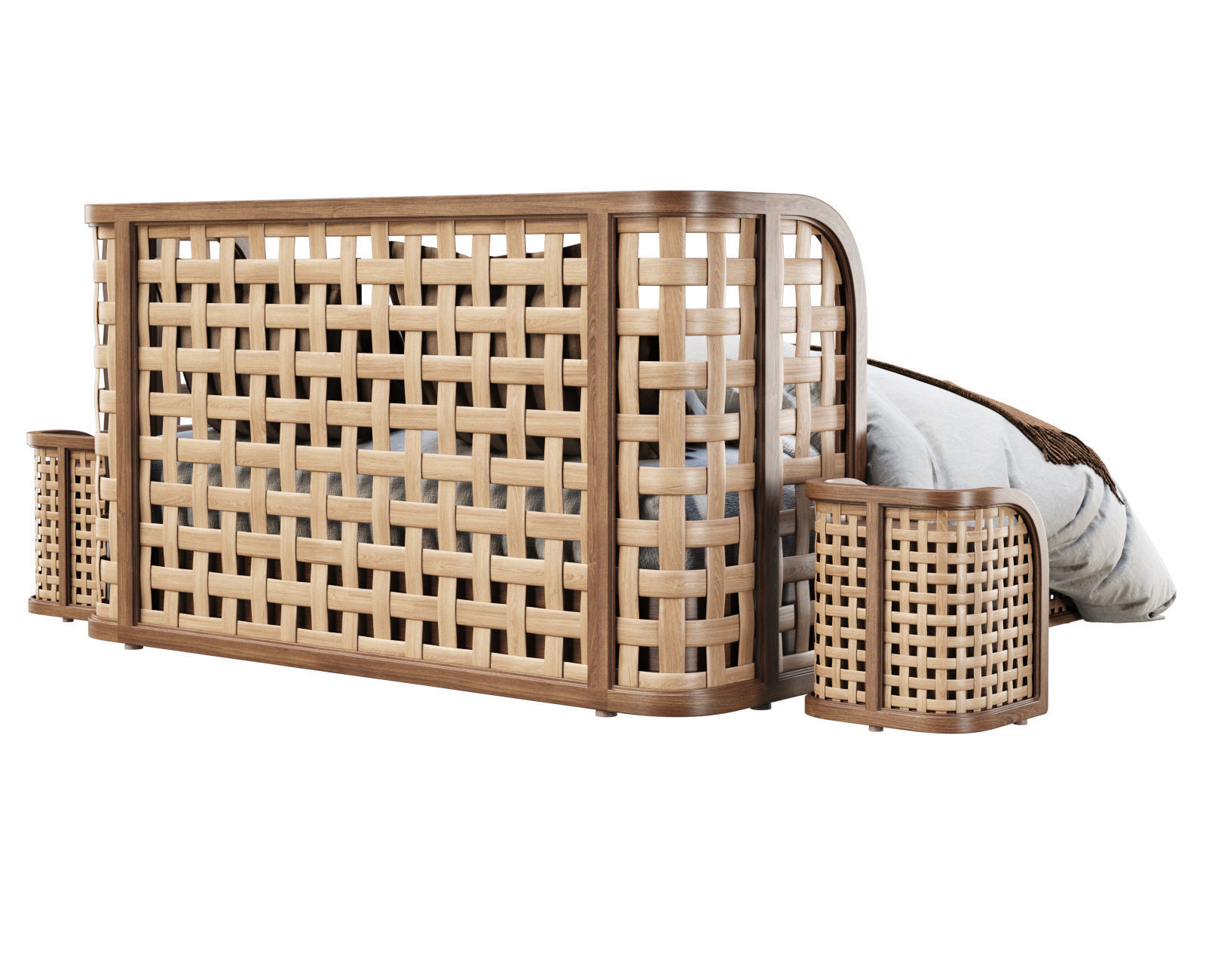 Sofia Rattan Double bed  3D model_6