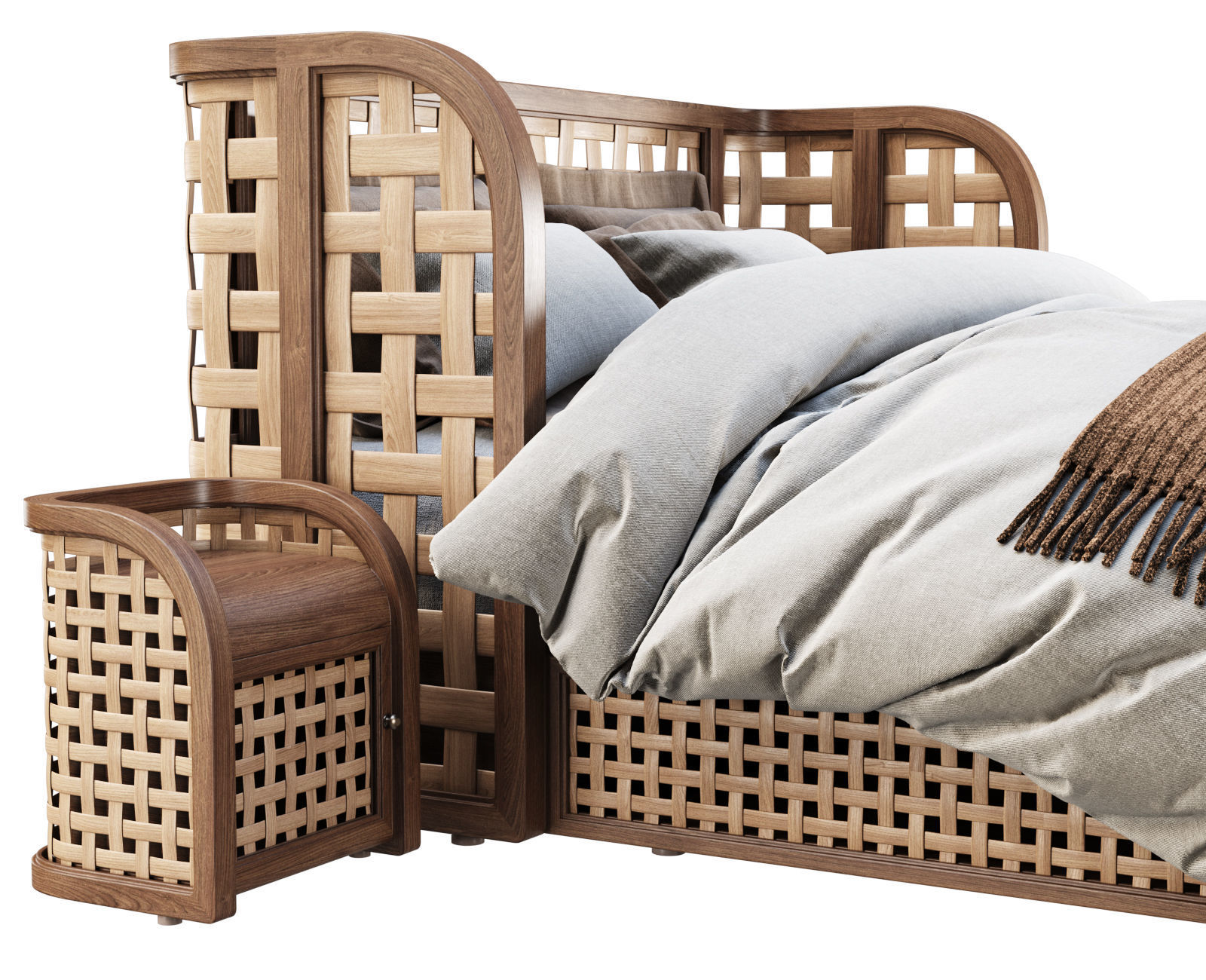 Sofia Rattan Double bed  3D model_5