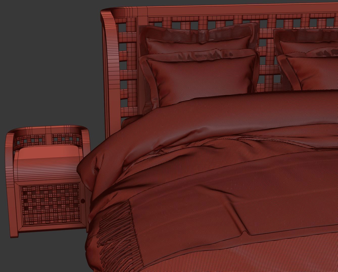 Sofia Rattan Double bed  3D model_9