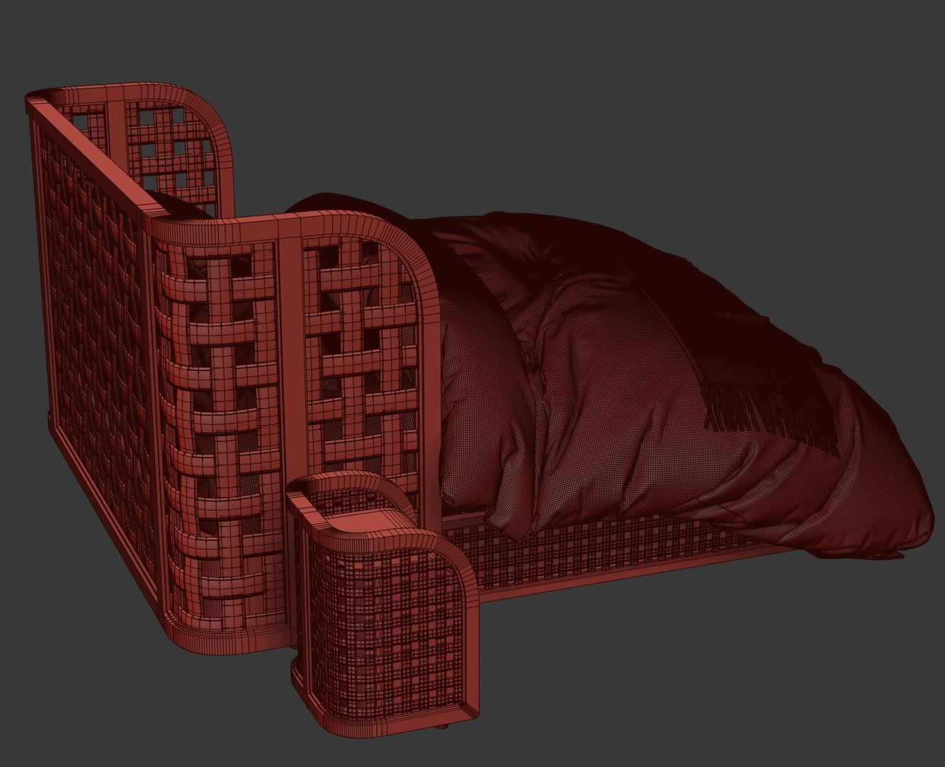 Sofia Rattan Double bed  3D model_10