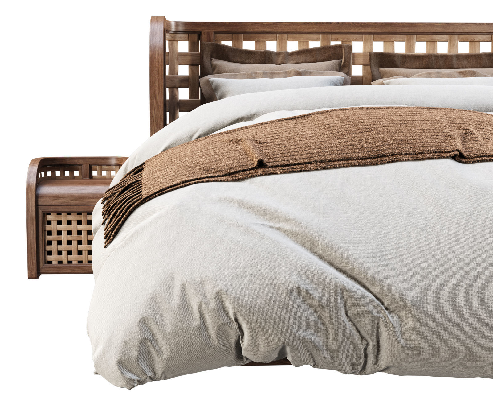 Sofia Rattan Double bed  3D model_3