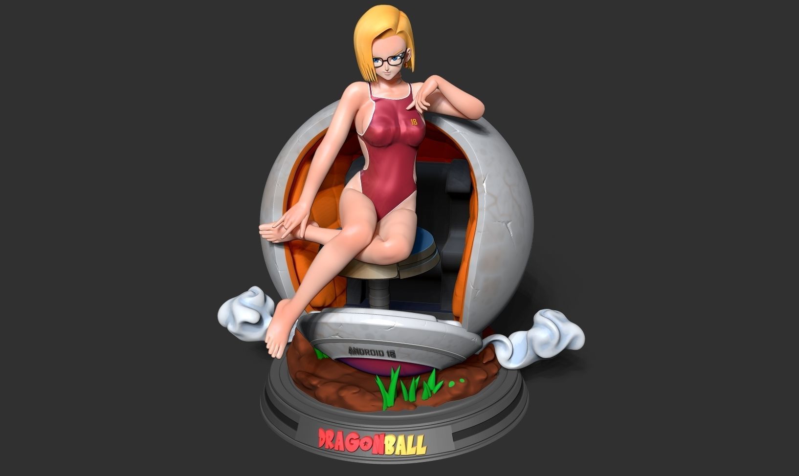 Android 18 in bikini 3D print model_13