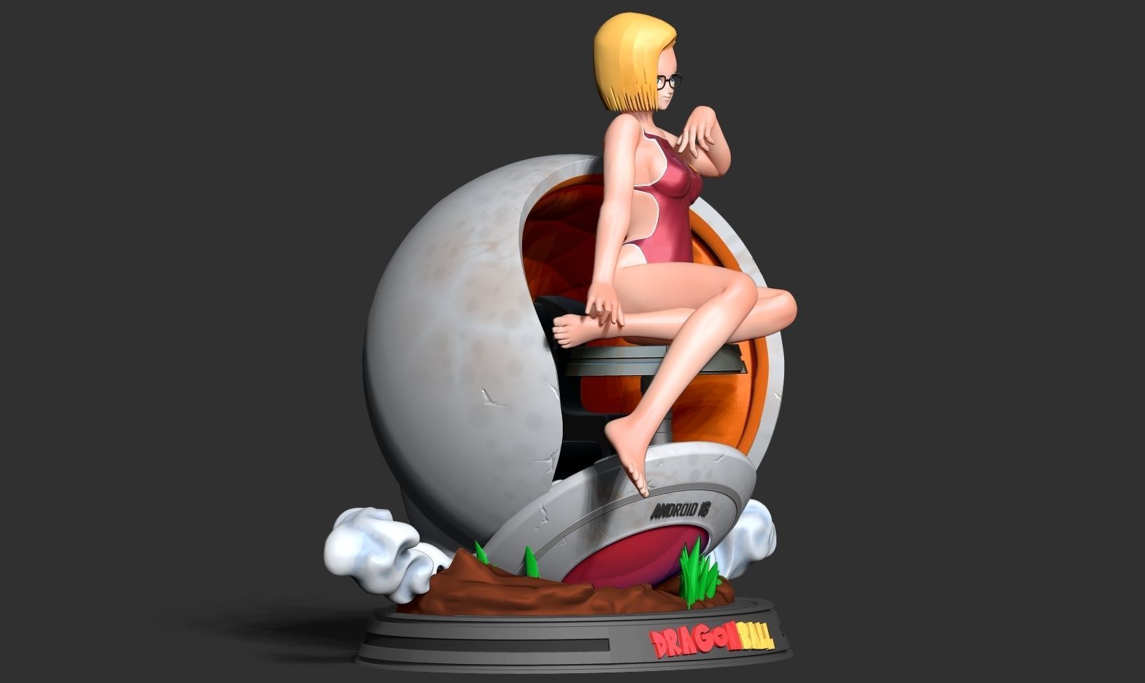 Android 18 in bikini 3D print model_11
