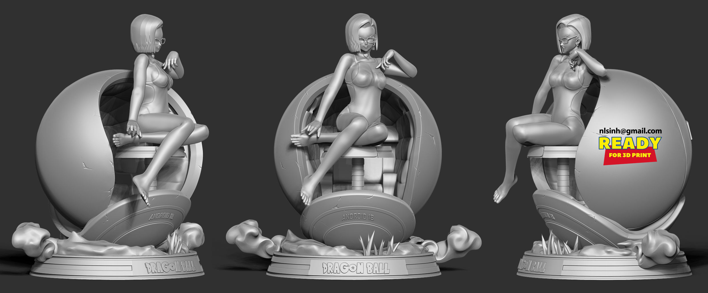 Android 18 in bikini 3D print model_3