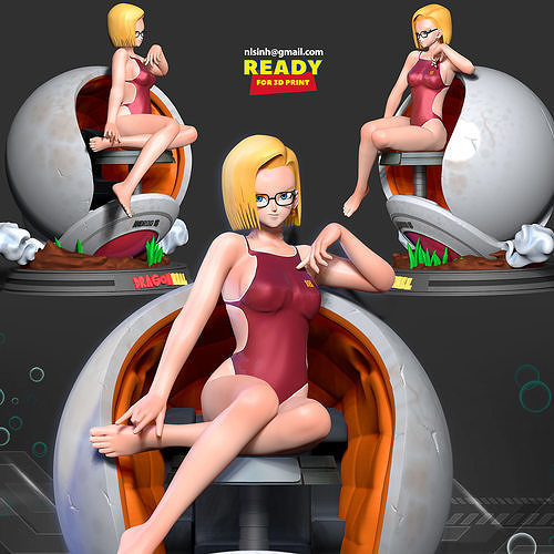 Android 18 in bikini 3D print model