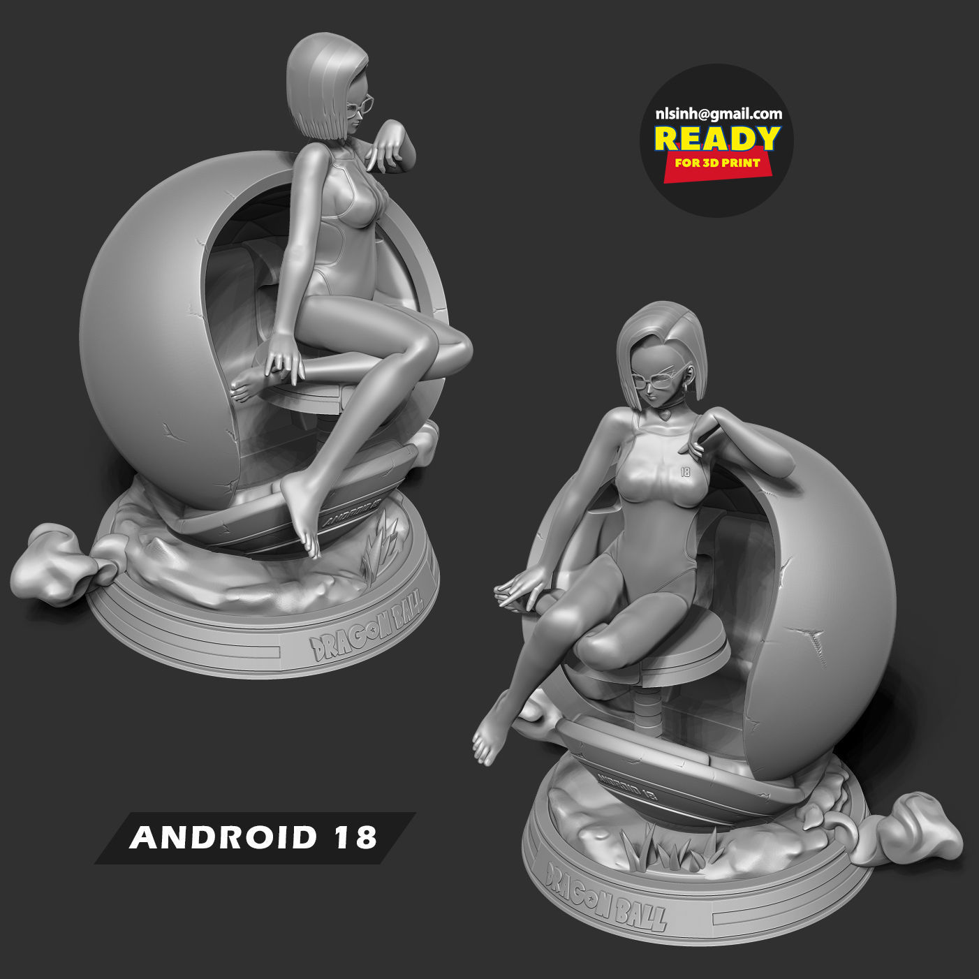 Android 18 in bikini 3D print model_5