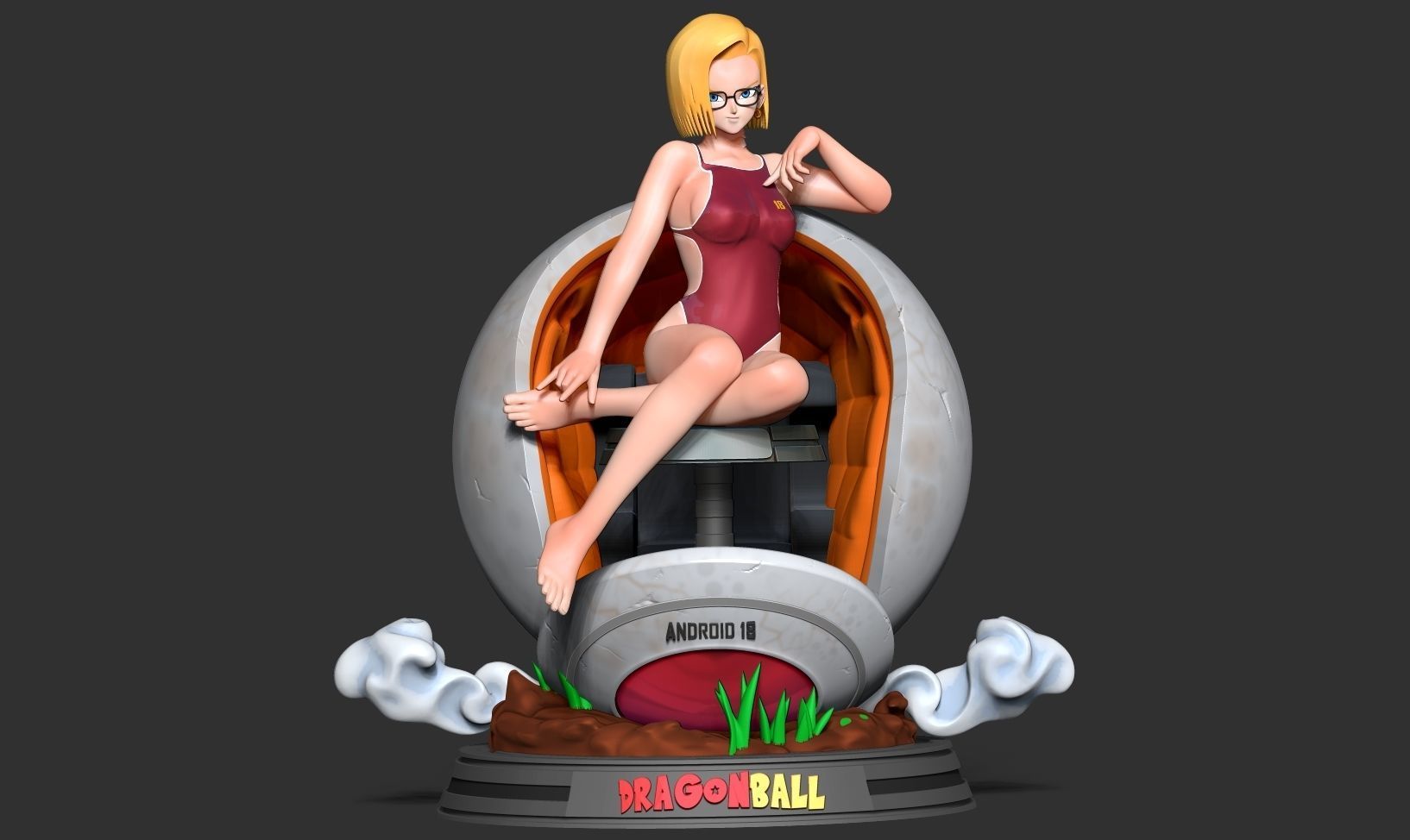 Android 18 in bikini 3D print model_6