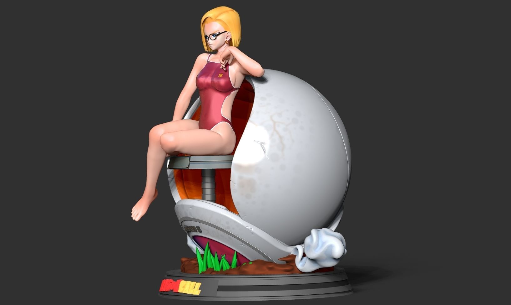 Android 18 in bikini 3D print model_8