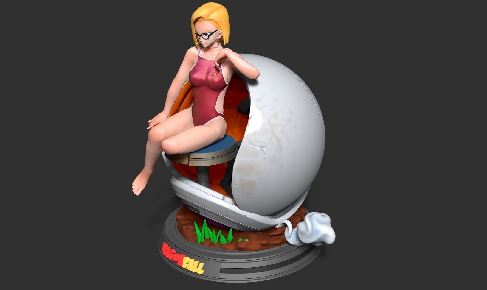 Android 18 in bikini 3D print model_15