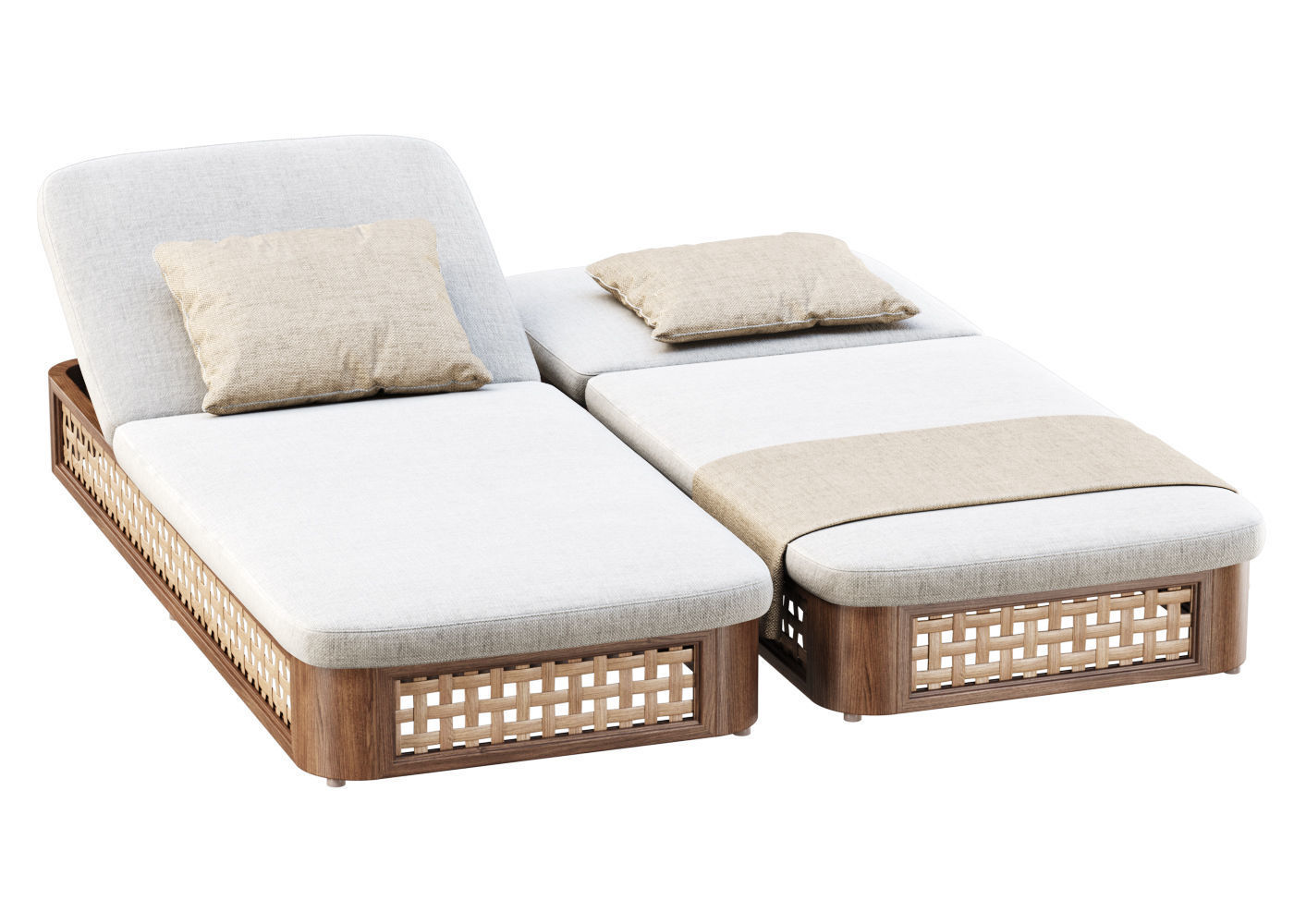 Sofia Rattan Chaise Lounge 3D model_1