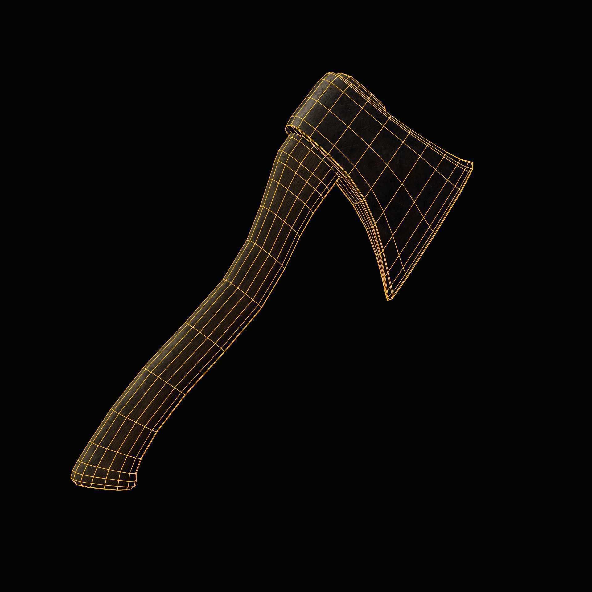 Old axe Low-poly 3D model_28