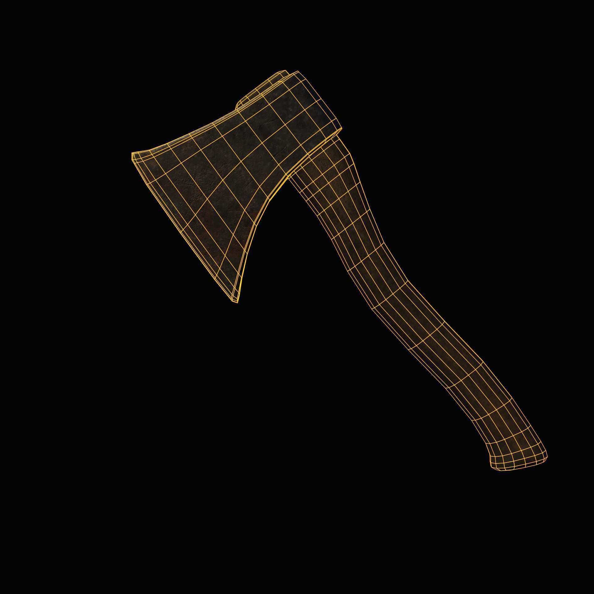 Old axe Low-poly 3D model_37
