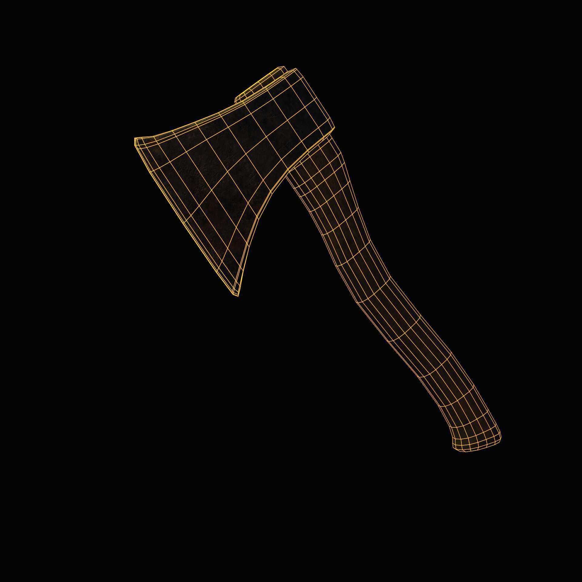 Old axe Low-poly 3D model_38
