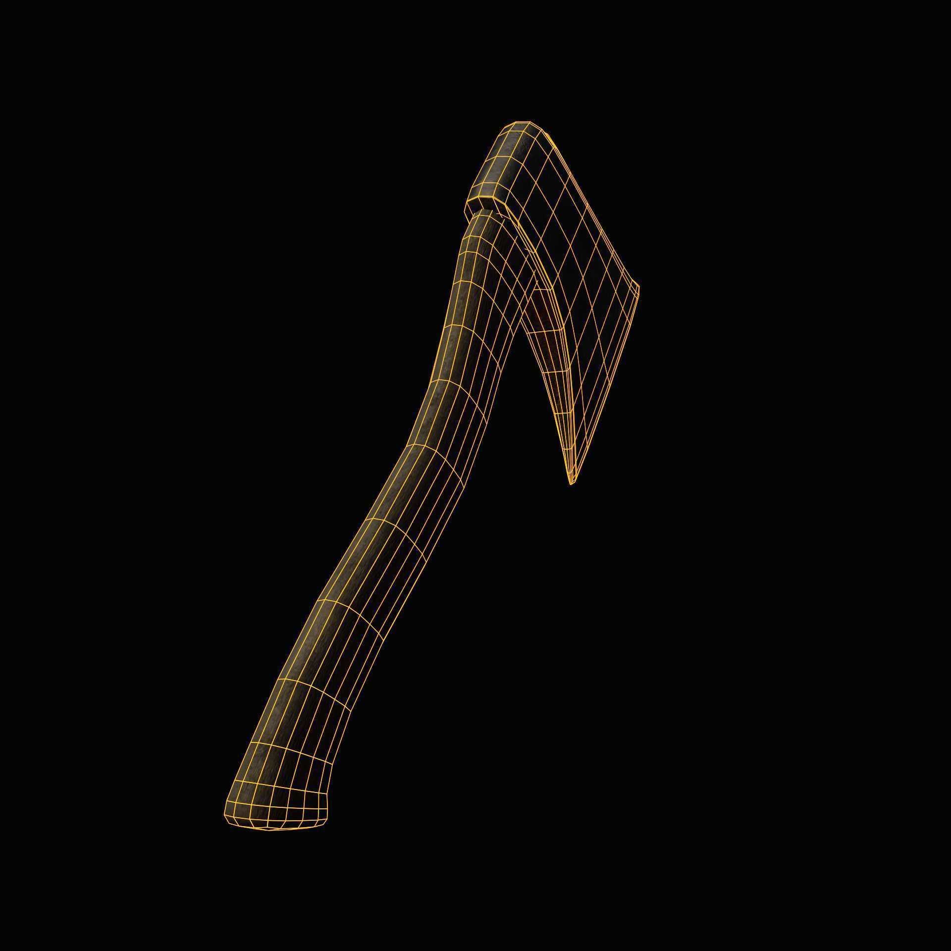 Old axe Low-poly 3D model_30