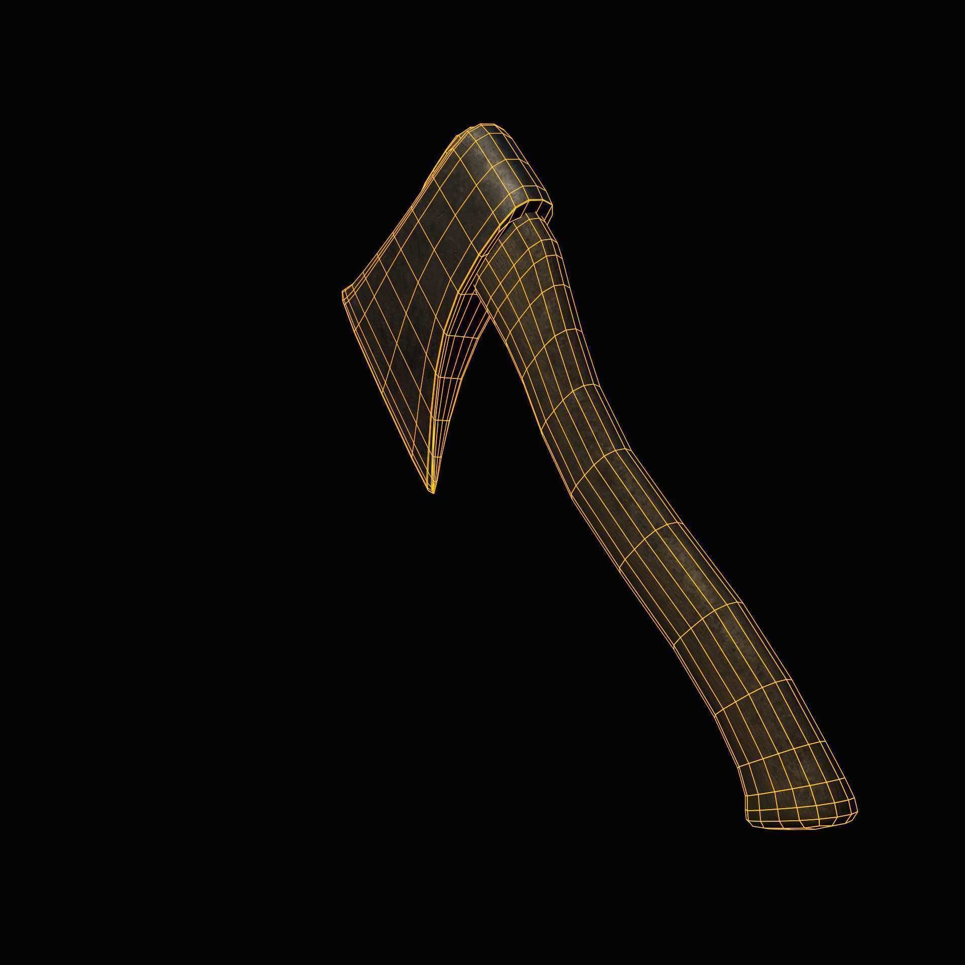 Old axe Low-poly 3D model_34