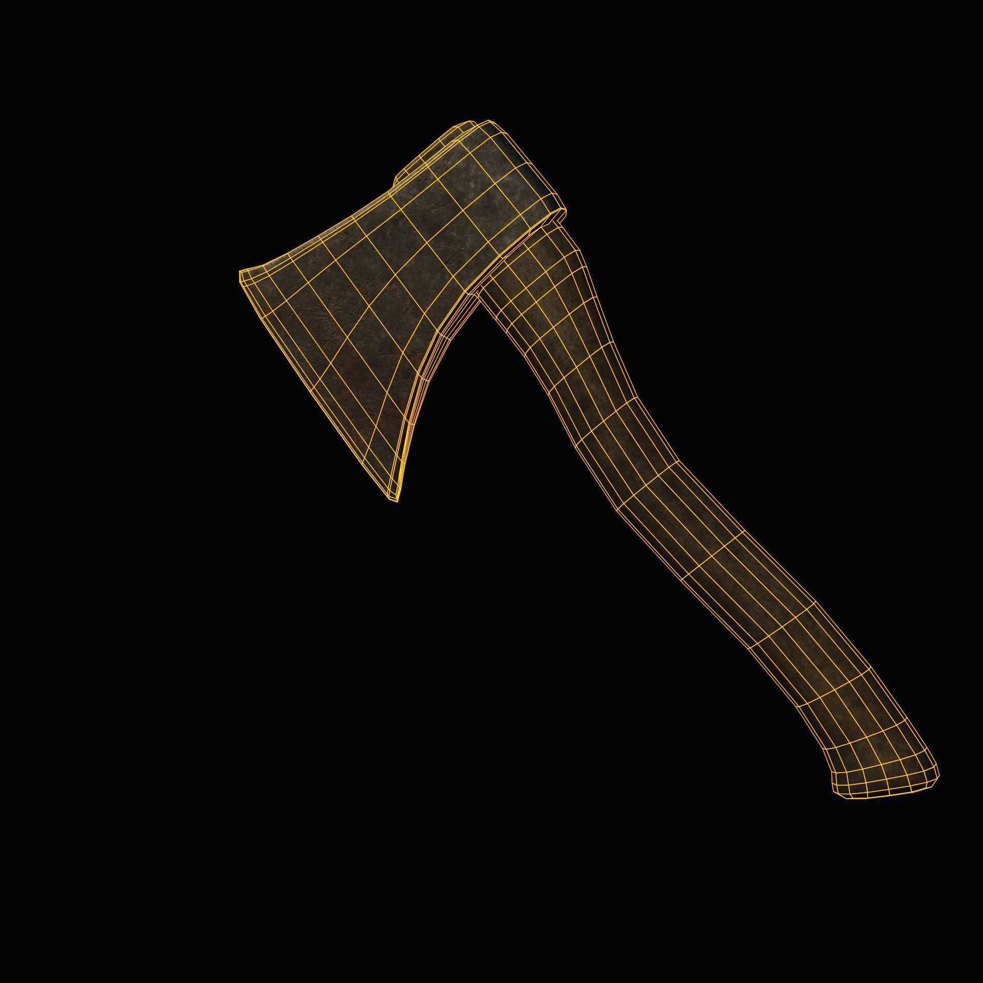 Old axe Low-poly 3D model_36