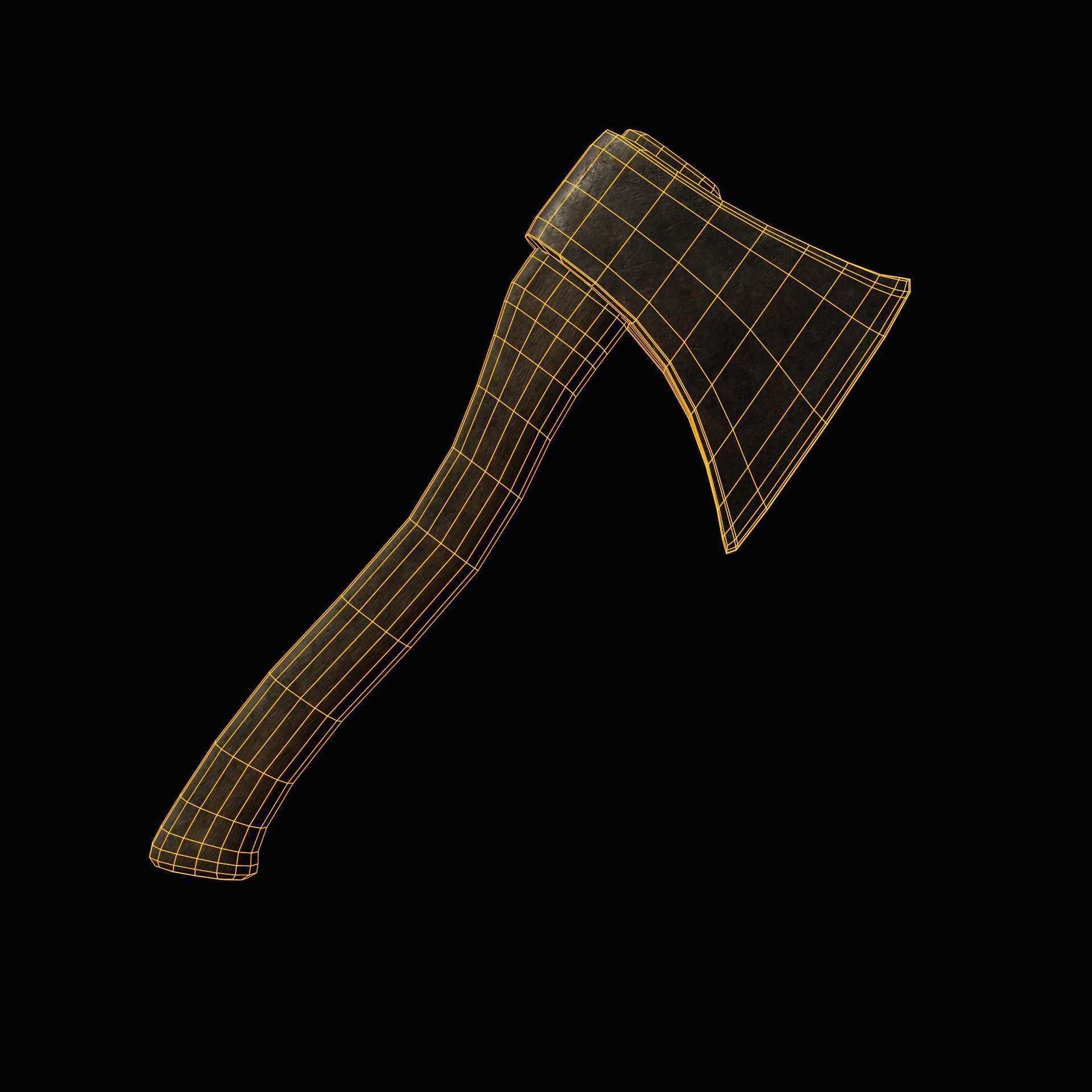 Old axe Low-poly 3D model_27
