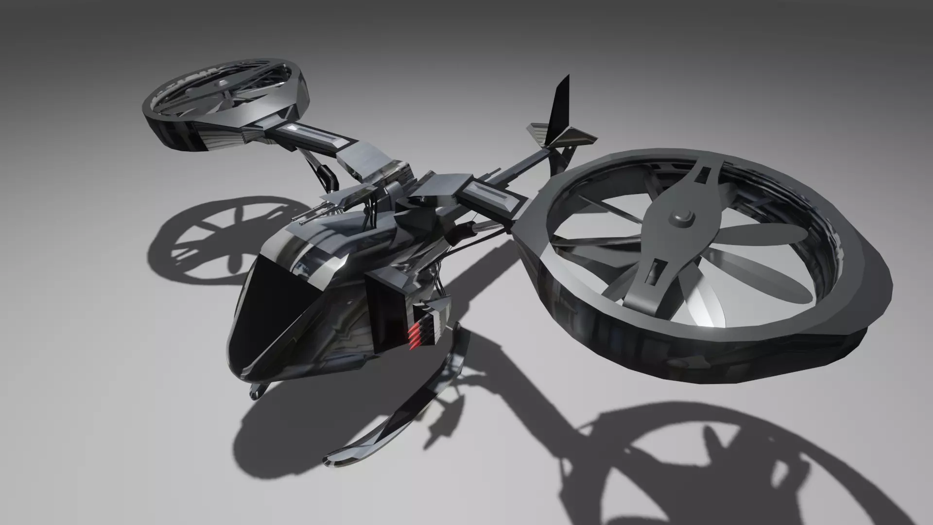 Low Poly Helicopter rc flying in sky Low-poly 3D model_0