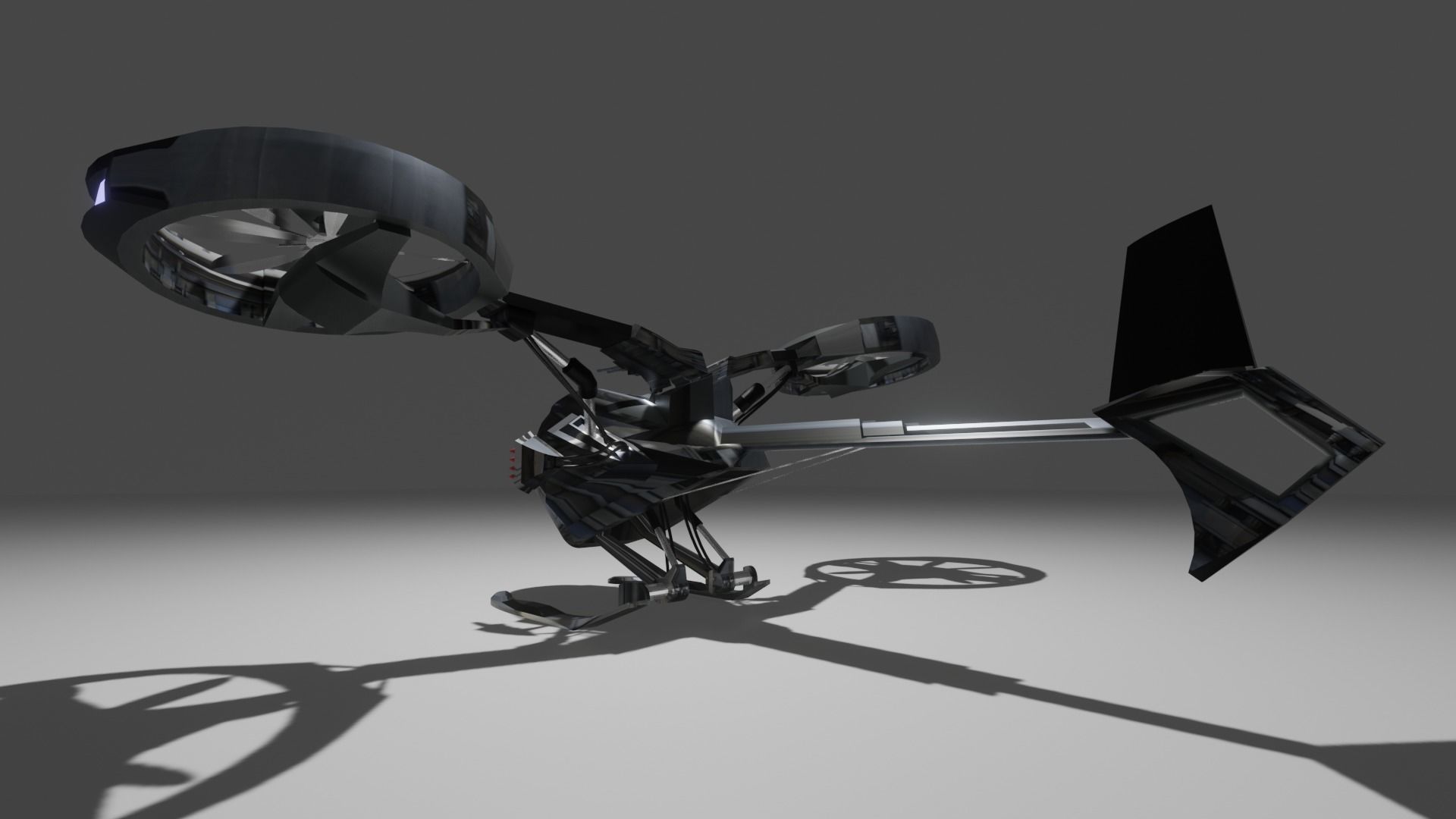 Low Poly Helicopter rc flying in sky Low-poly 3D model_14