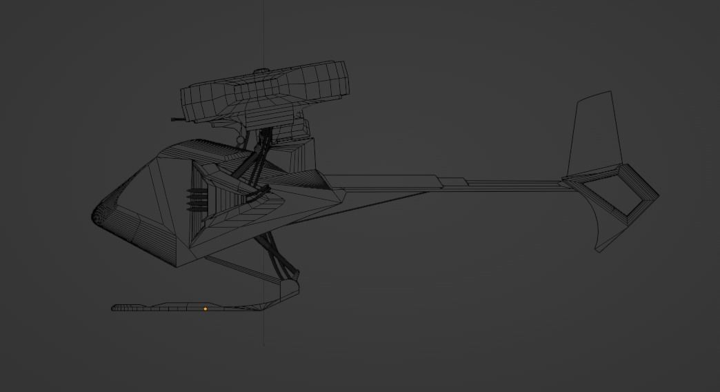 Low Poly Helicopter rc flying in sky Low-poly 3D model_10