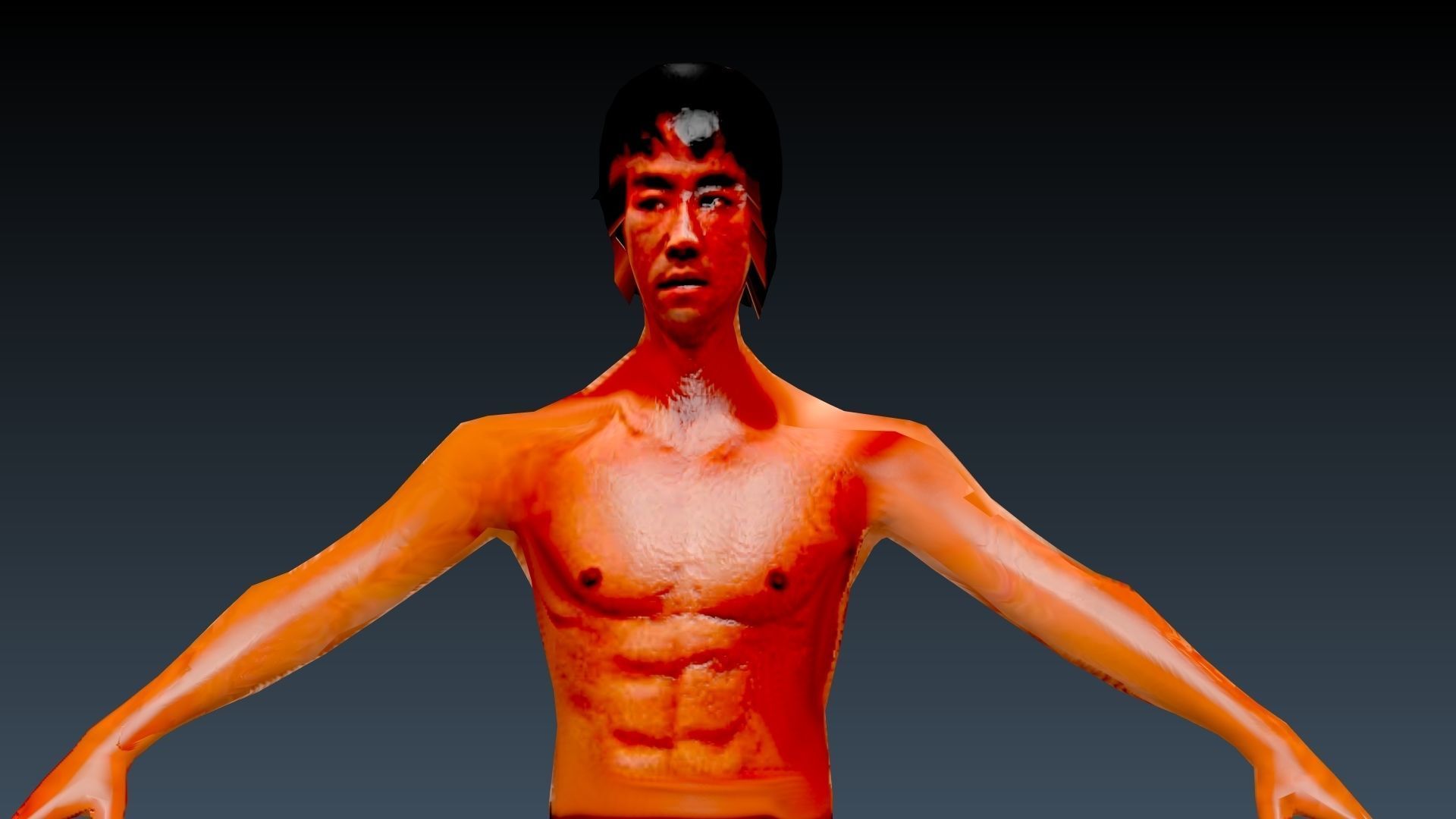 Bruce lee Low-poly 3D model_2