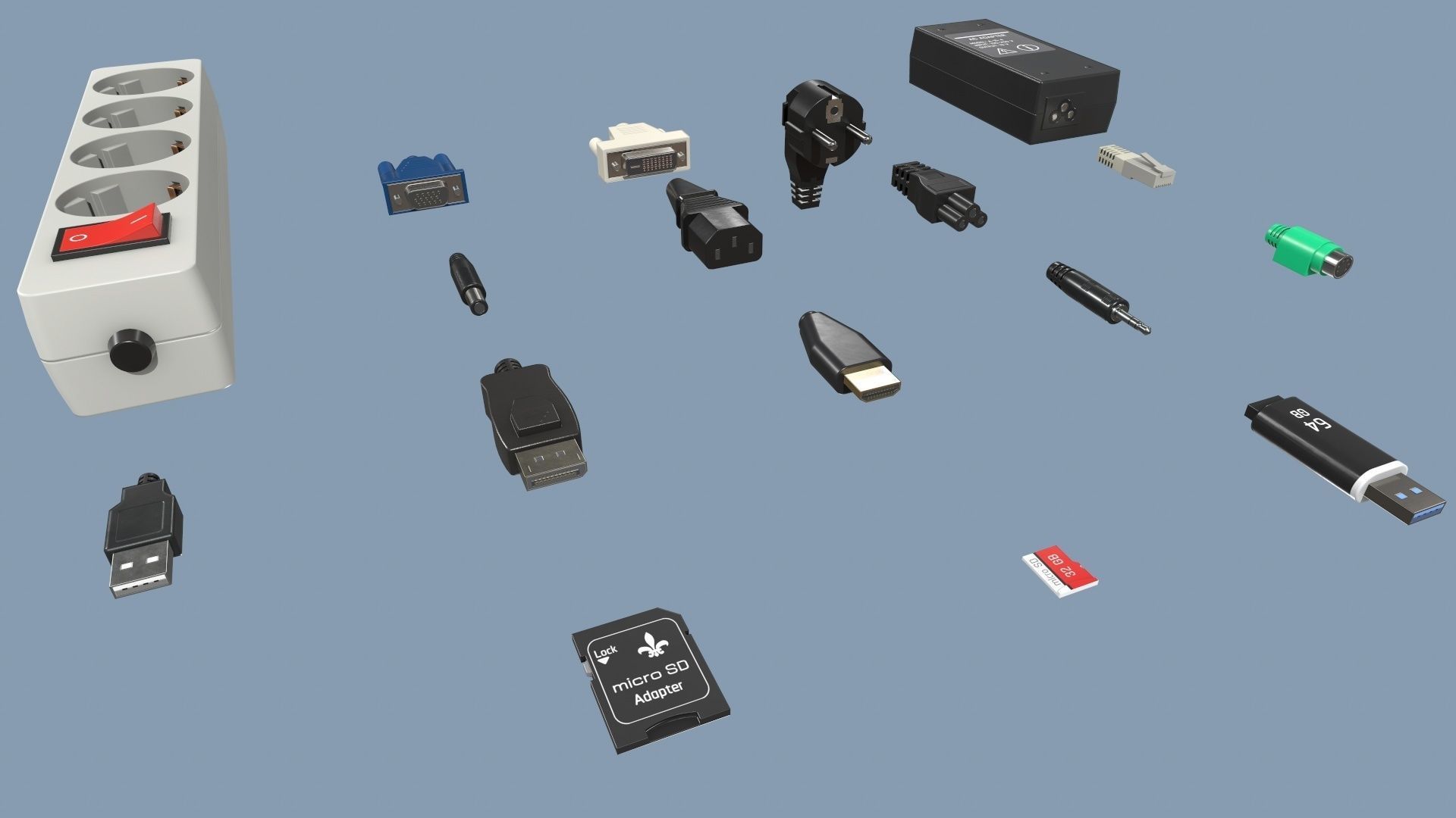 Connectors Low-poly 3D model_6