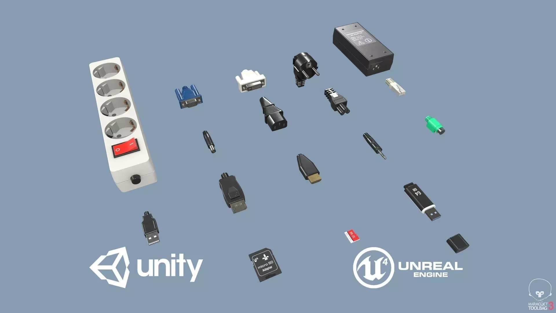 Connectors Low-poly 3D model_0