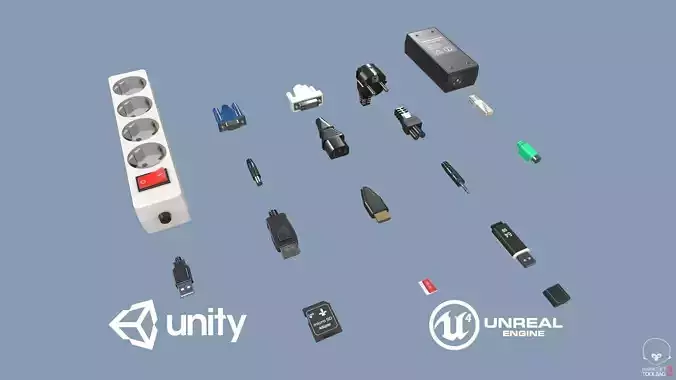 Connectors Low-poly 3D model