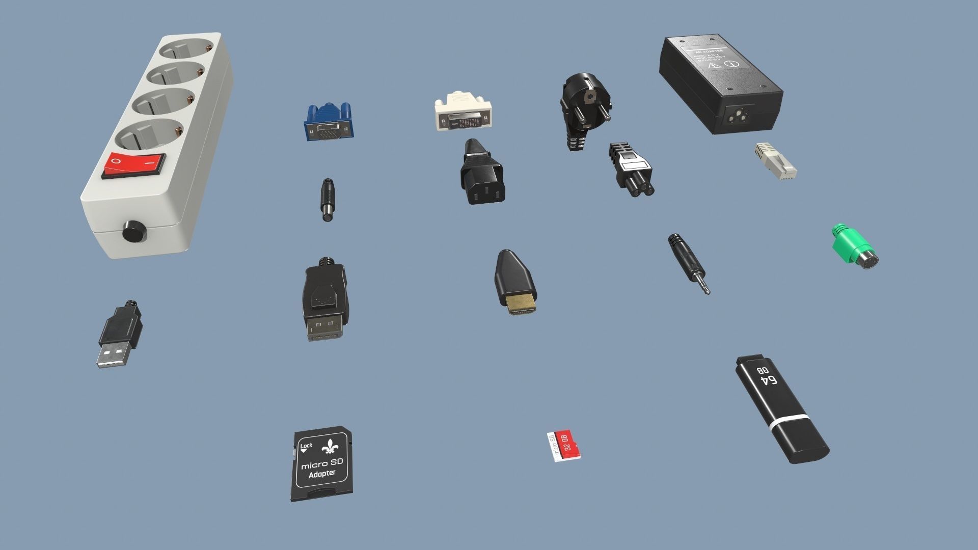 Connectors Low-poly 3D model_8