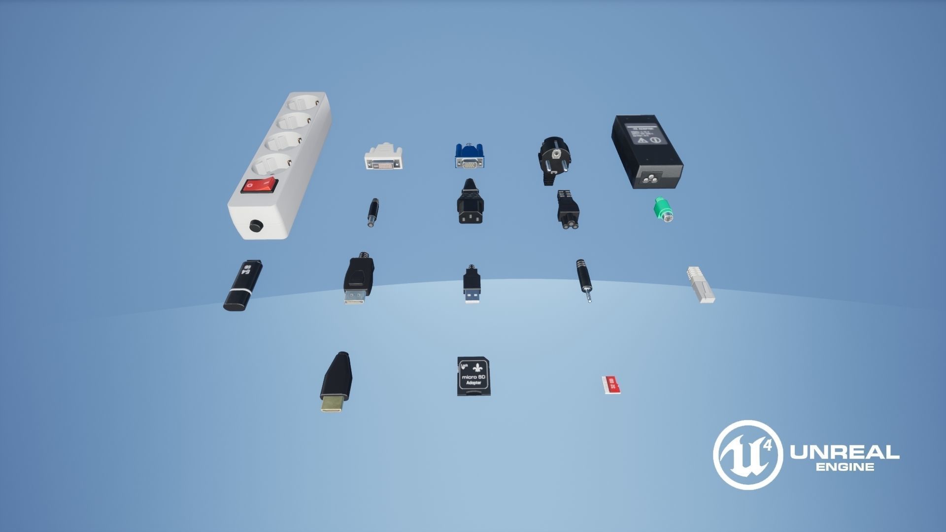 Connectors Low-poly 3D model_12