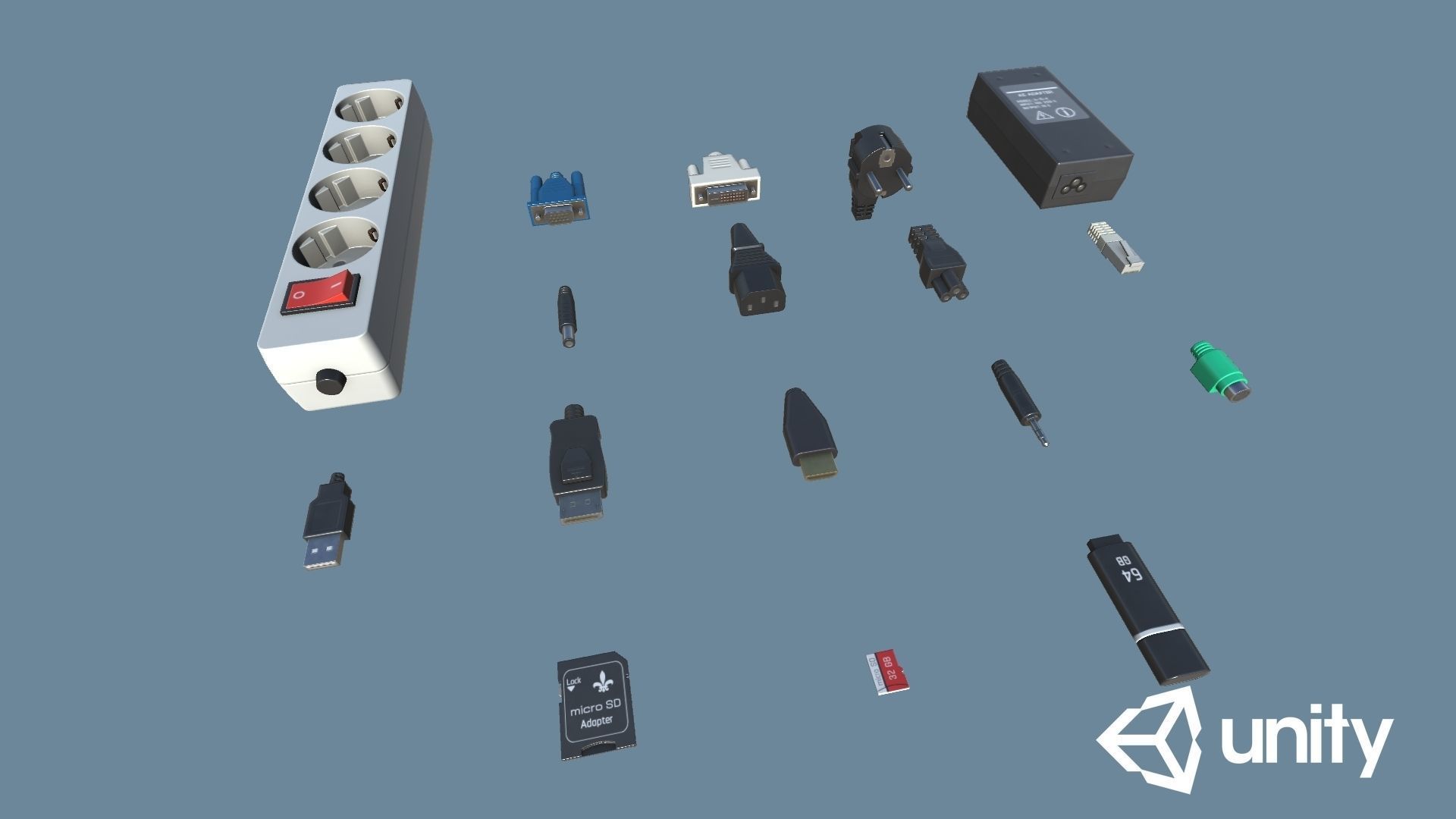 Connectors Low-poly 3D model_11