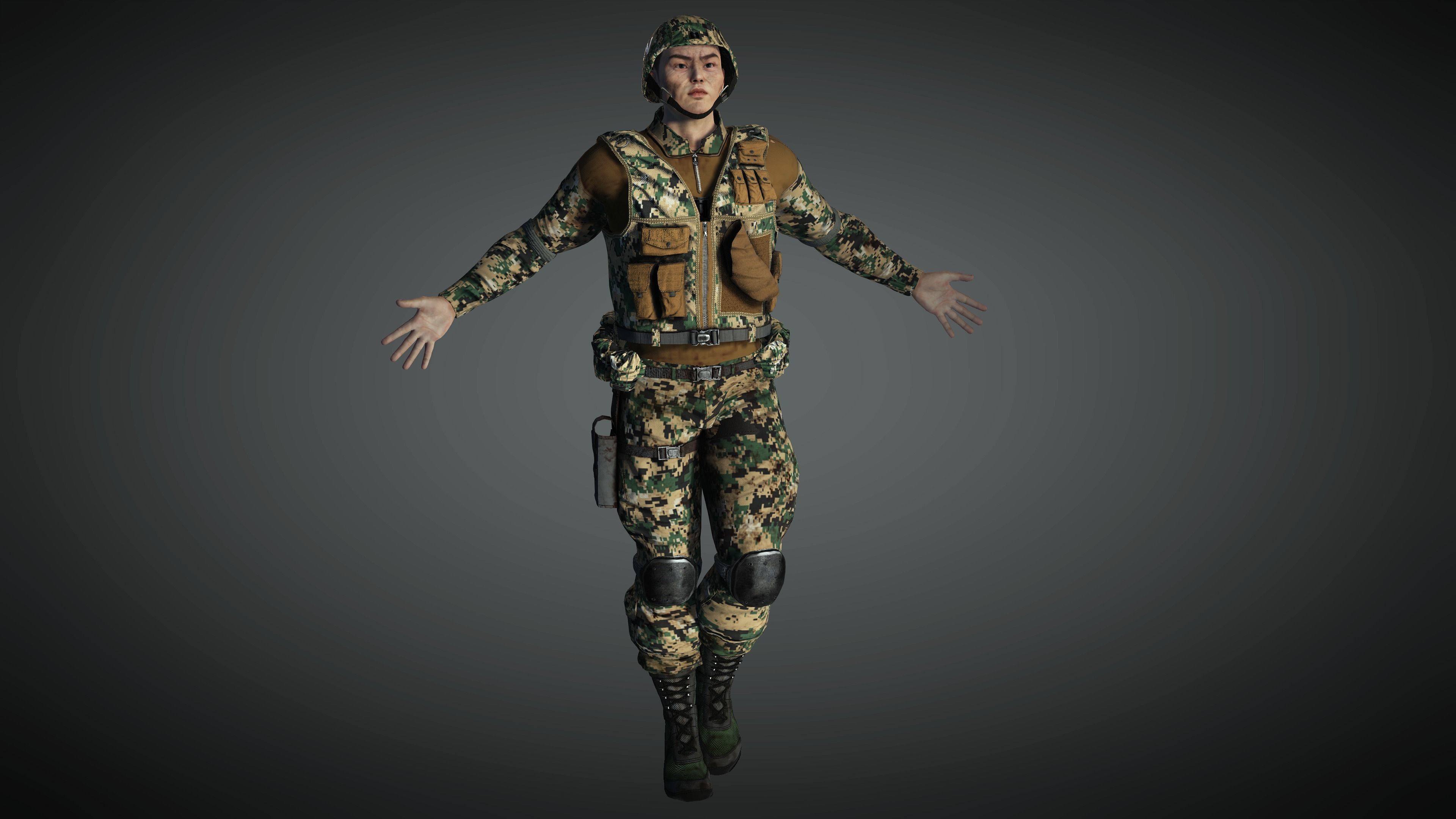 AAA Military Male Character 01 Low-poly 3D model_16