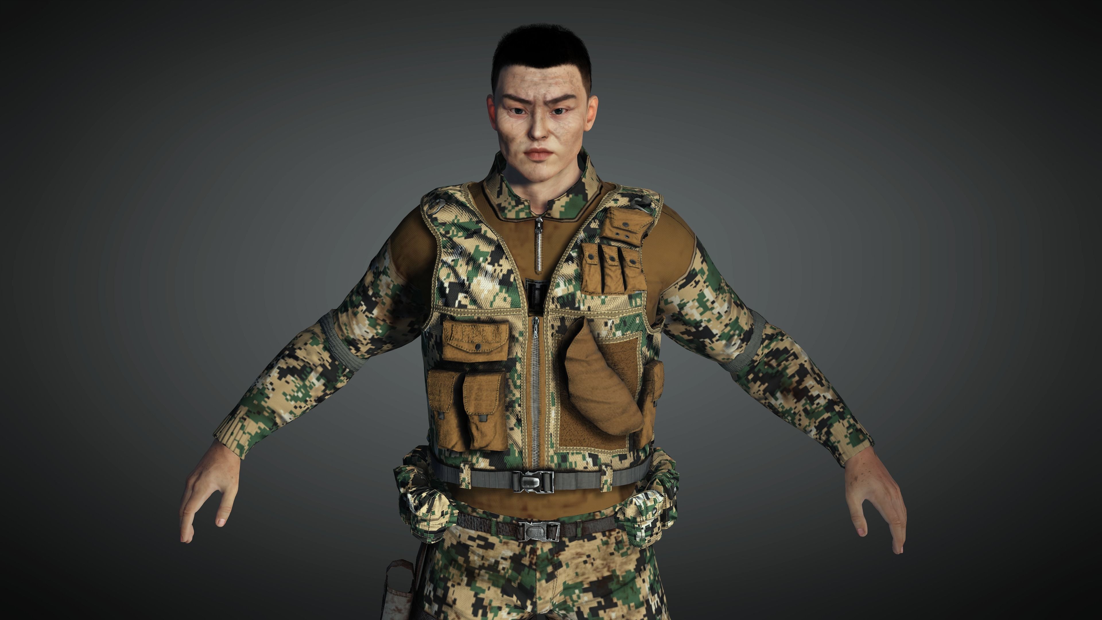 AAA Military Male Character 01 Low-poly 3D model_20