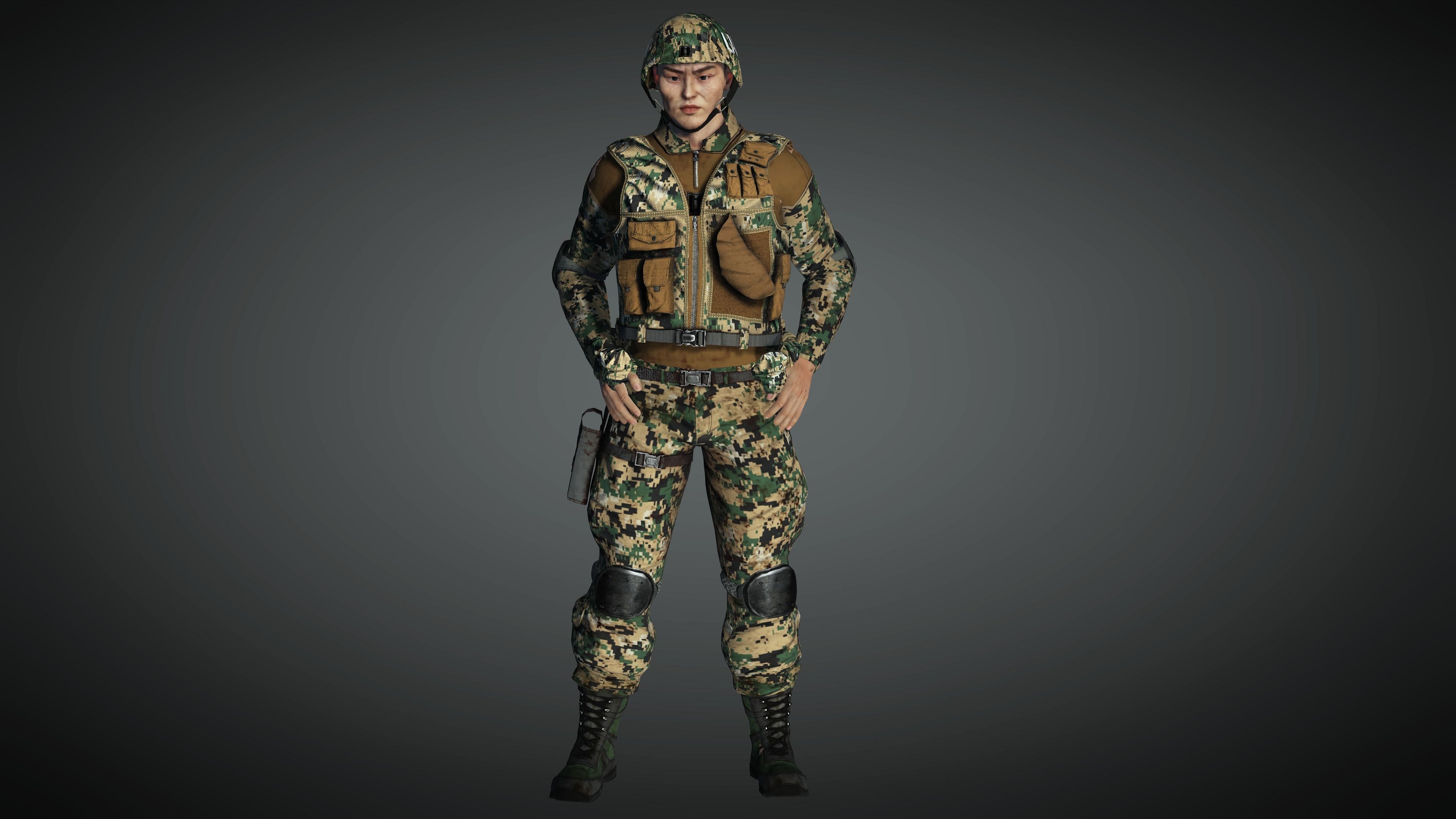 AAA Military Male Character 01 Low-poly 3D model_14