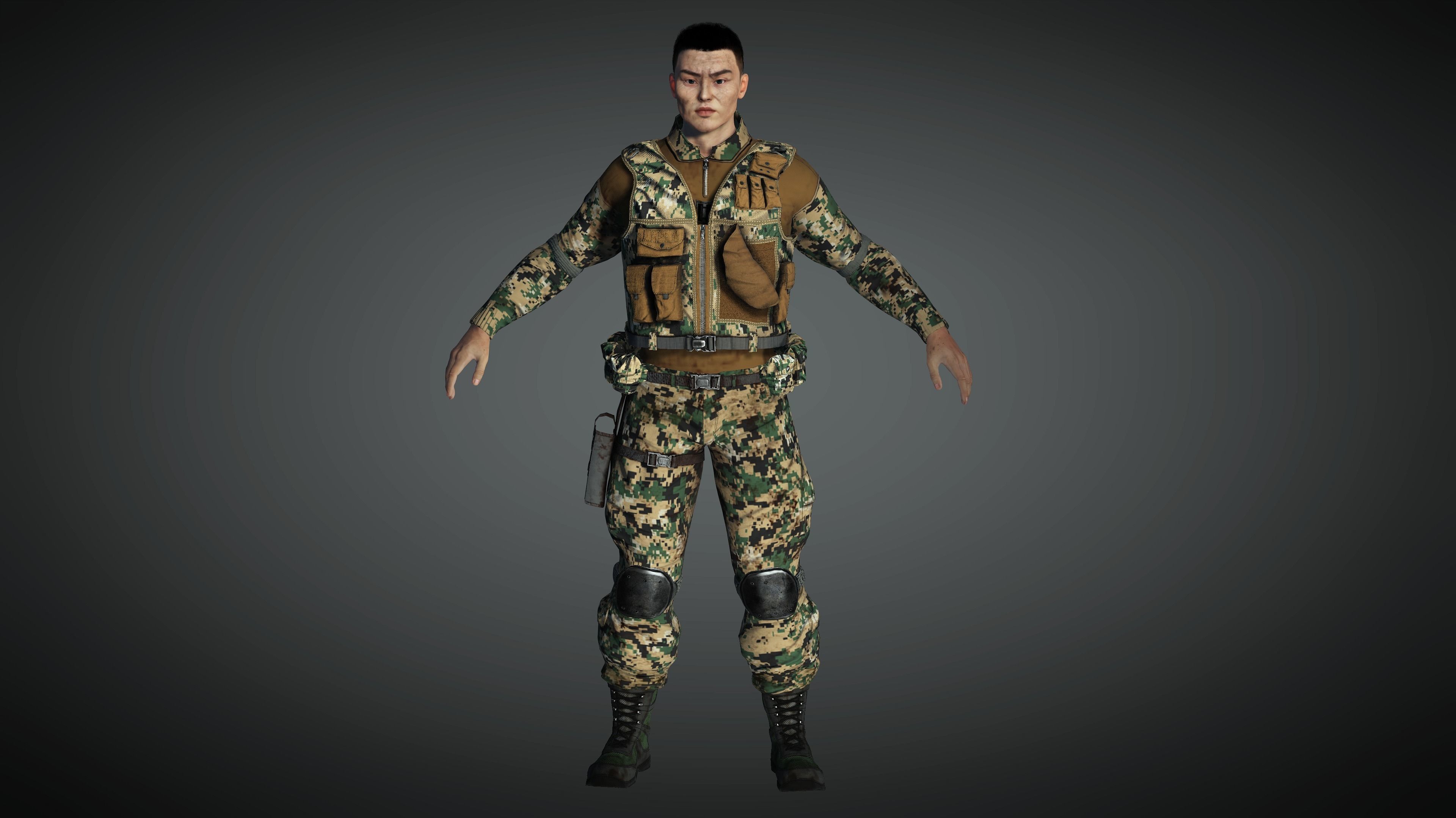 AAA Military Male Character 01 Low-poly 3D model_4