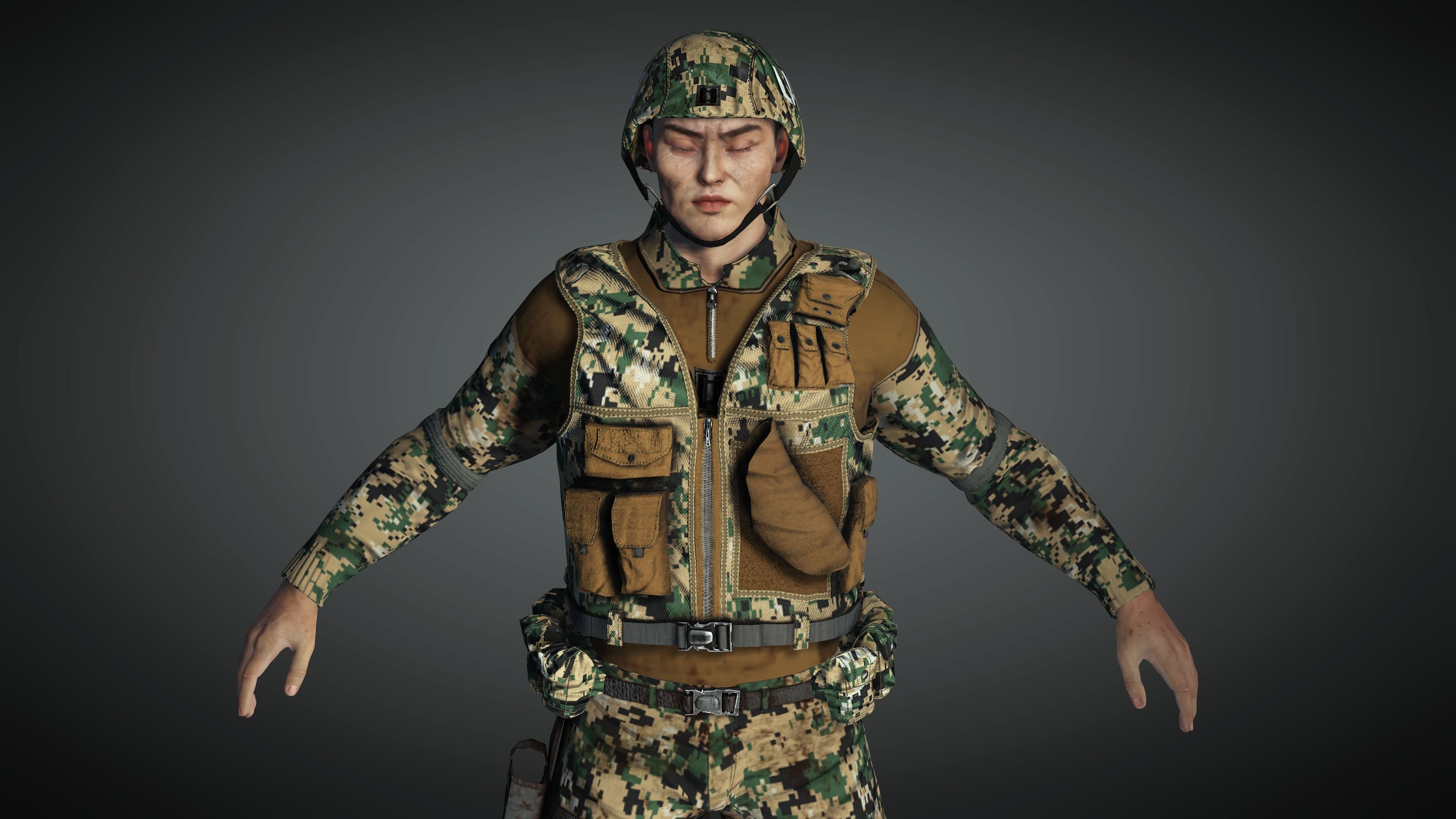 AAA Military Male Character 01 Low-poly 3D model_18