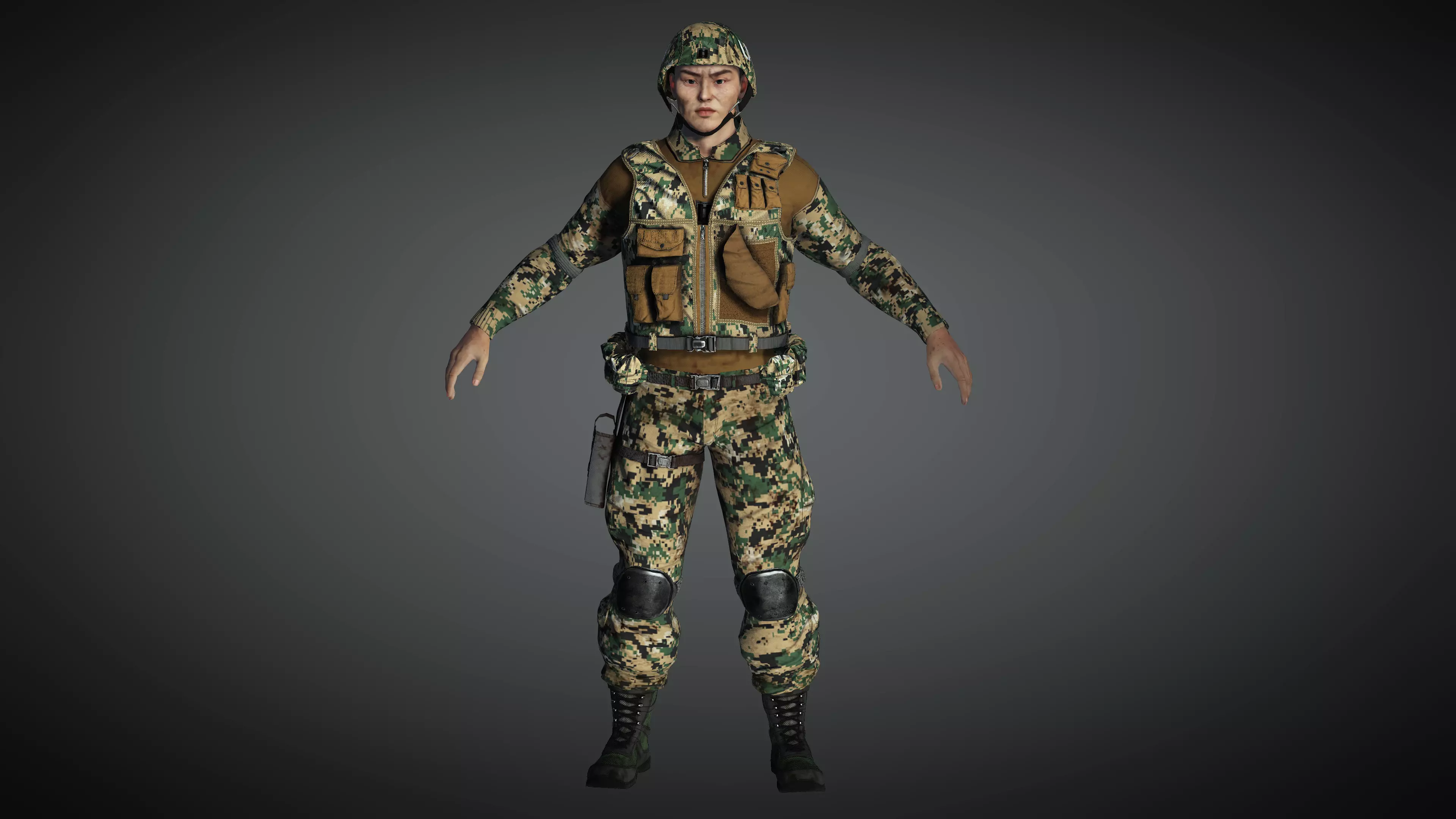 AAA Military Male Character 01 Low-poly 3D model_0