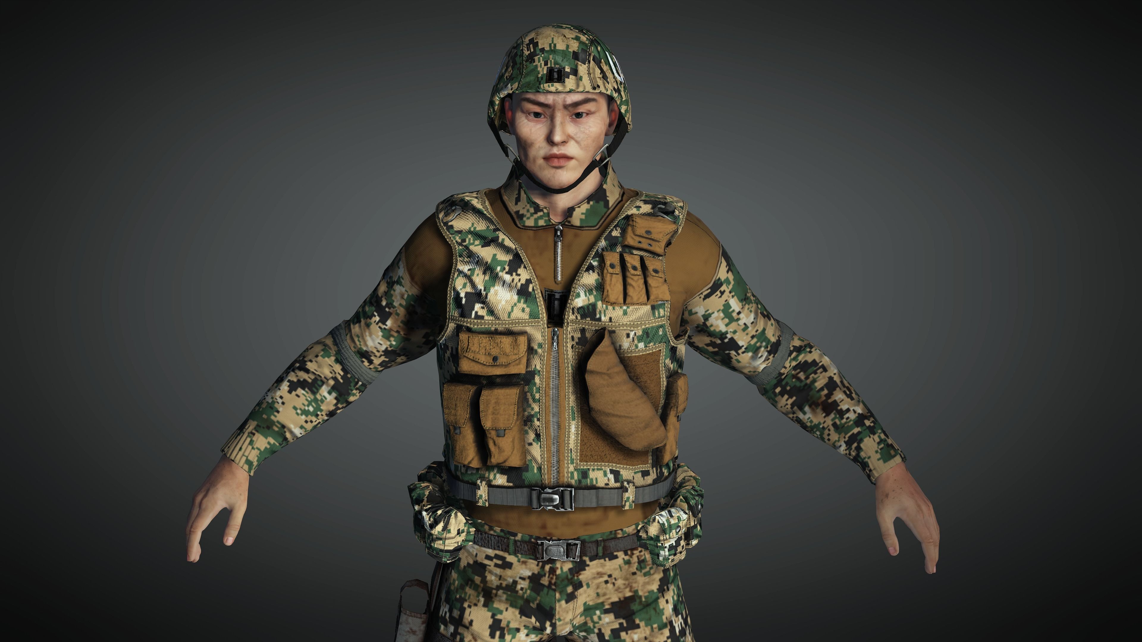 AAA Military Male Character 01 Low-poly 3D model_17