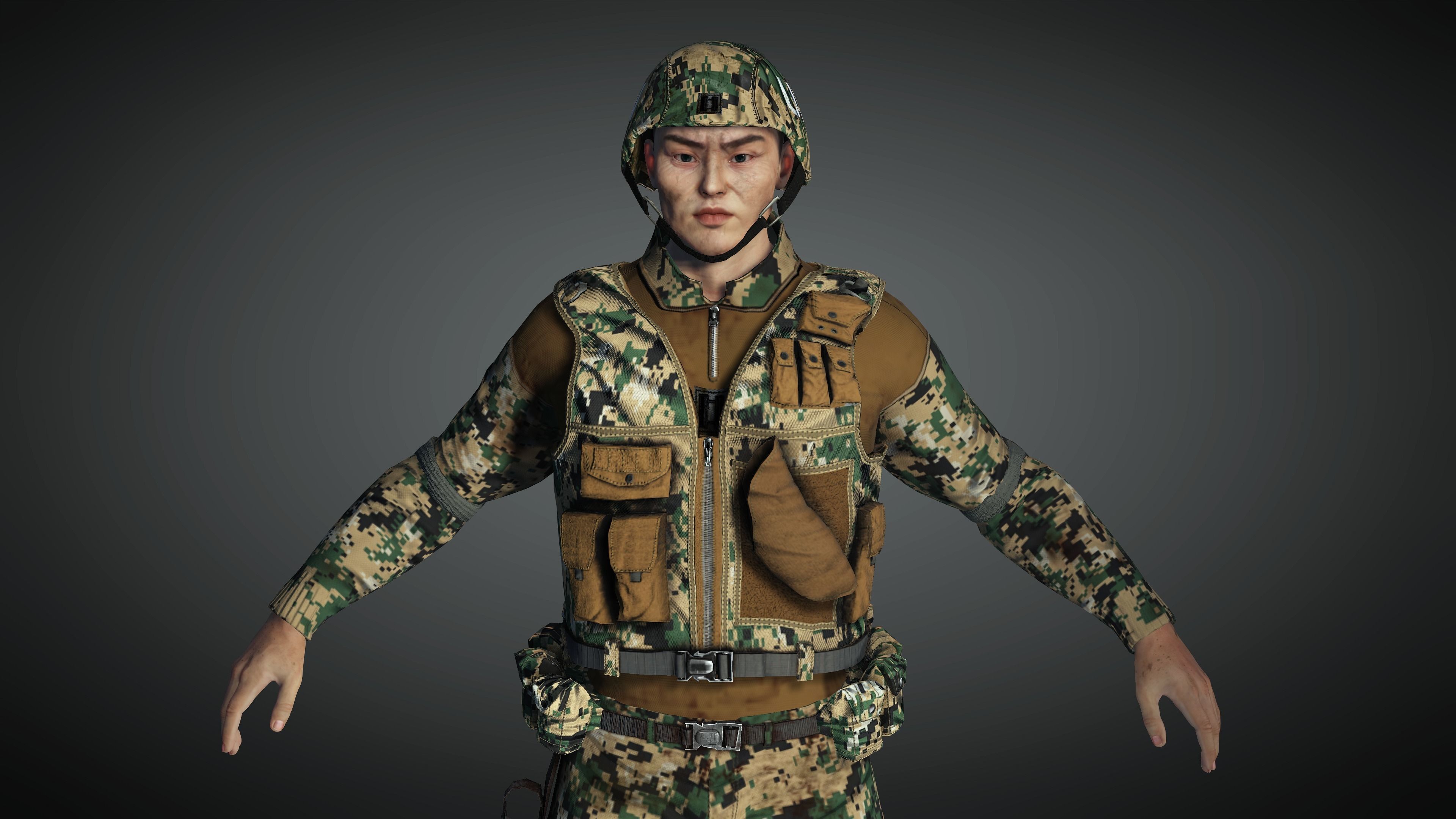 AAA Military Male Character 01 Low-poly 3D model_2