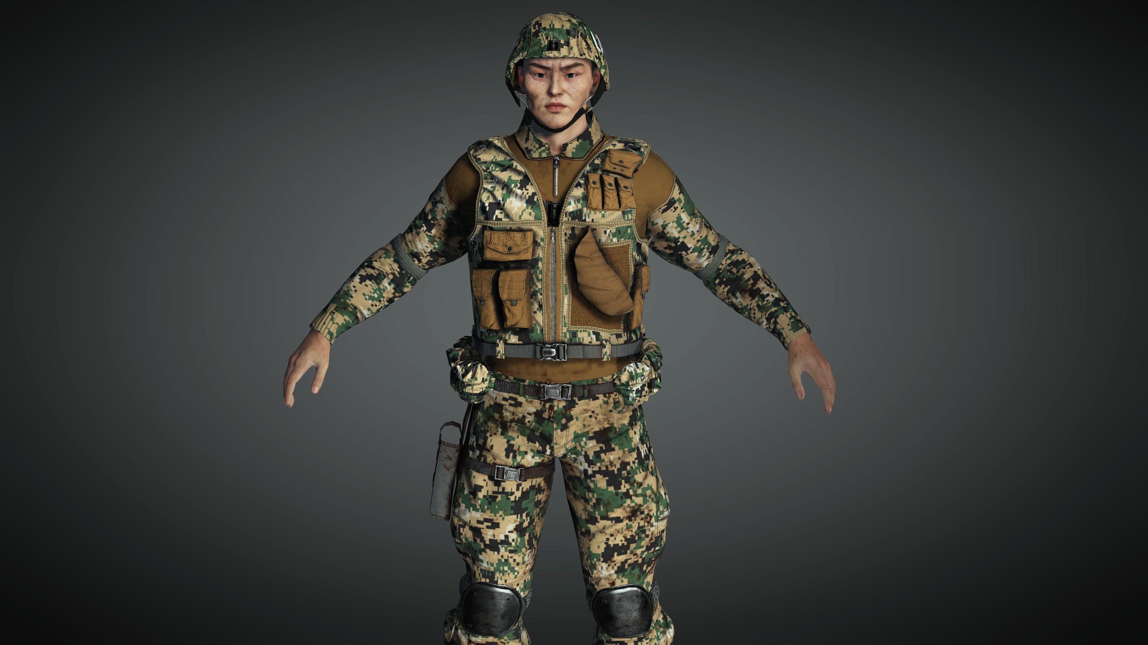 AAA Military Male Character 01 Low-poly 3D model_1