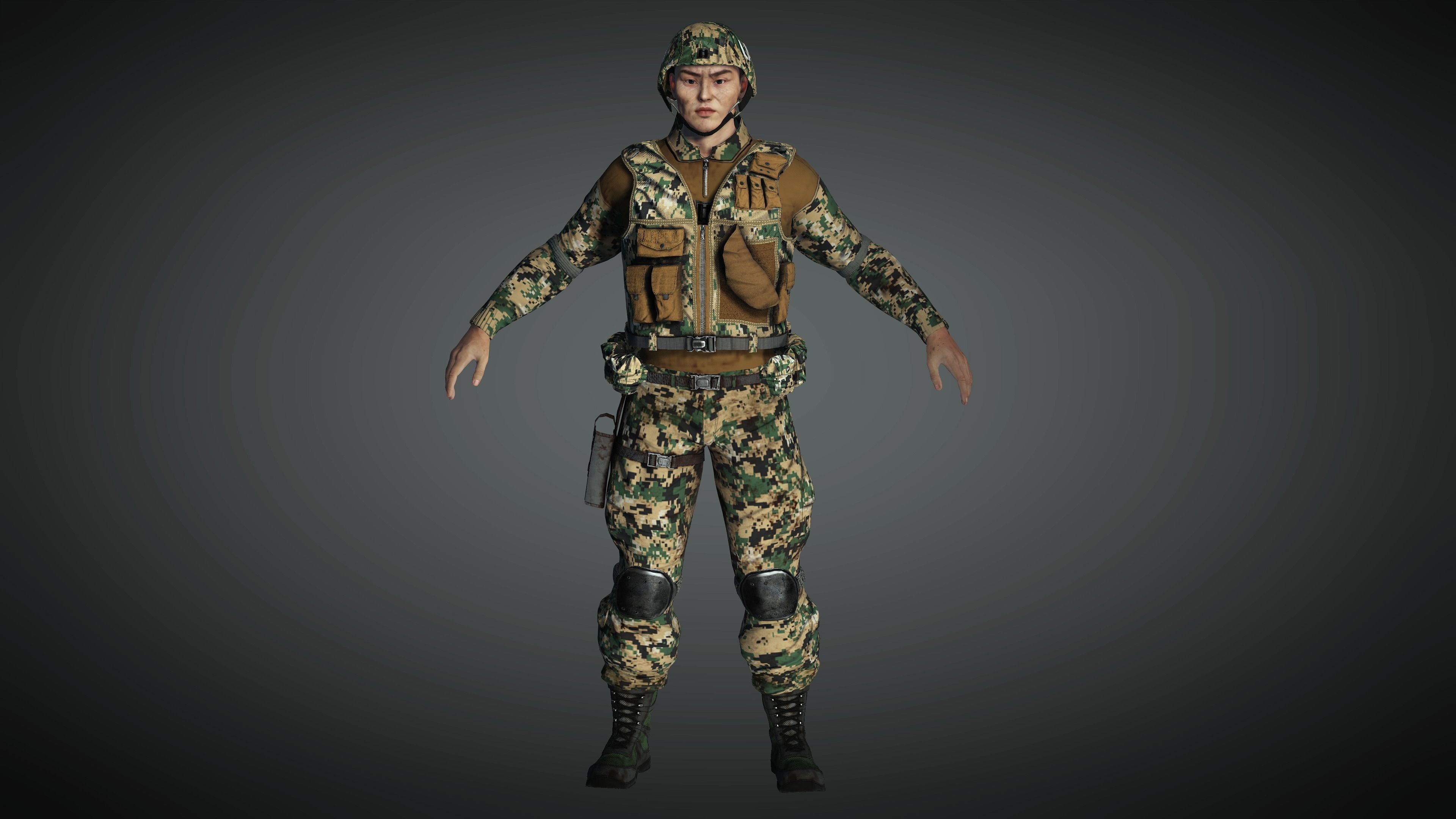 AAA Military Male Character 01 Low-poly 3D model_3