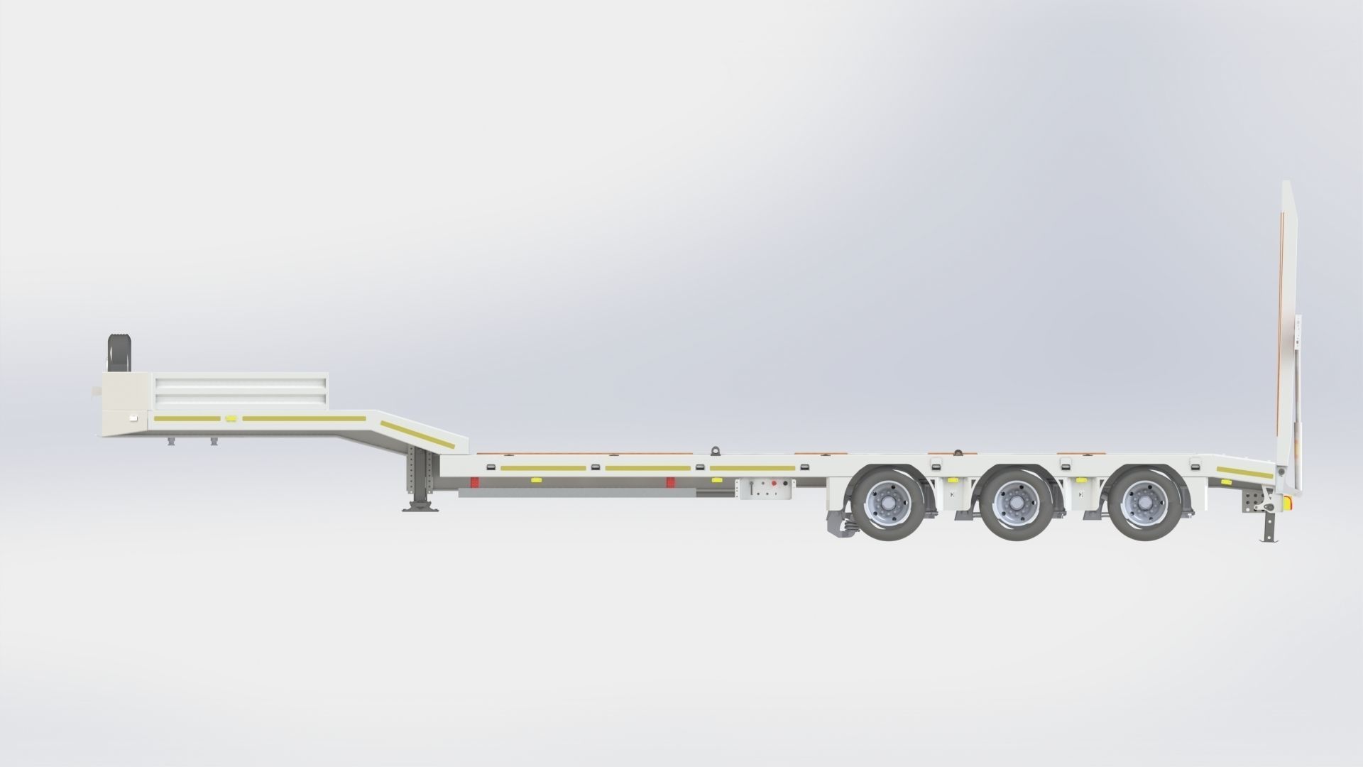 3 Axle Lowbed 3D Drawing on Solidworks Ready to Production 3D model_3