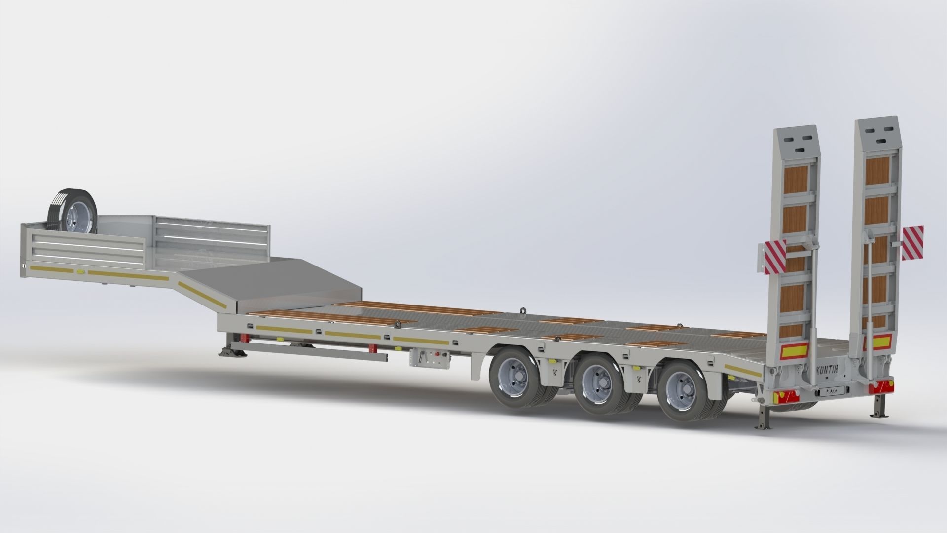 3 Axle Lowbed 3D Drawing on Solidworks Ready to Production 3D model_4